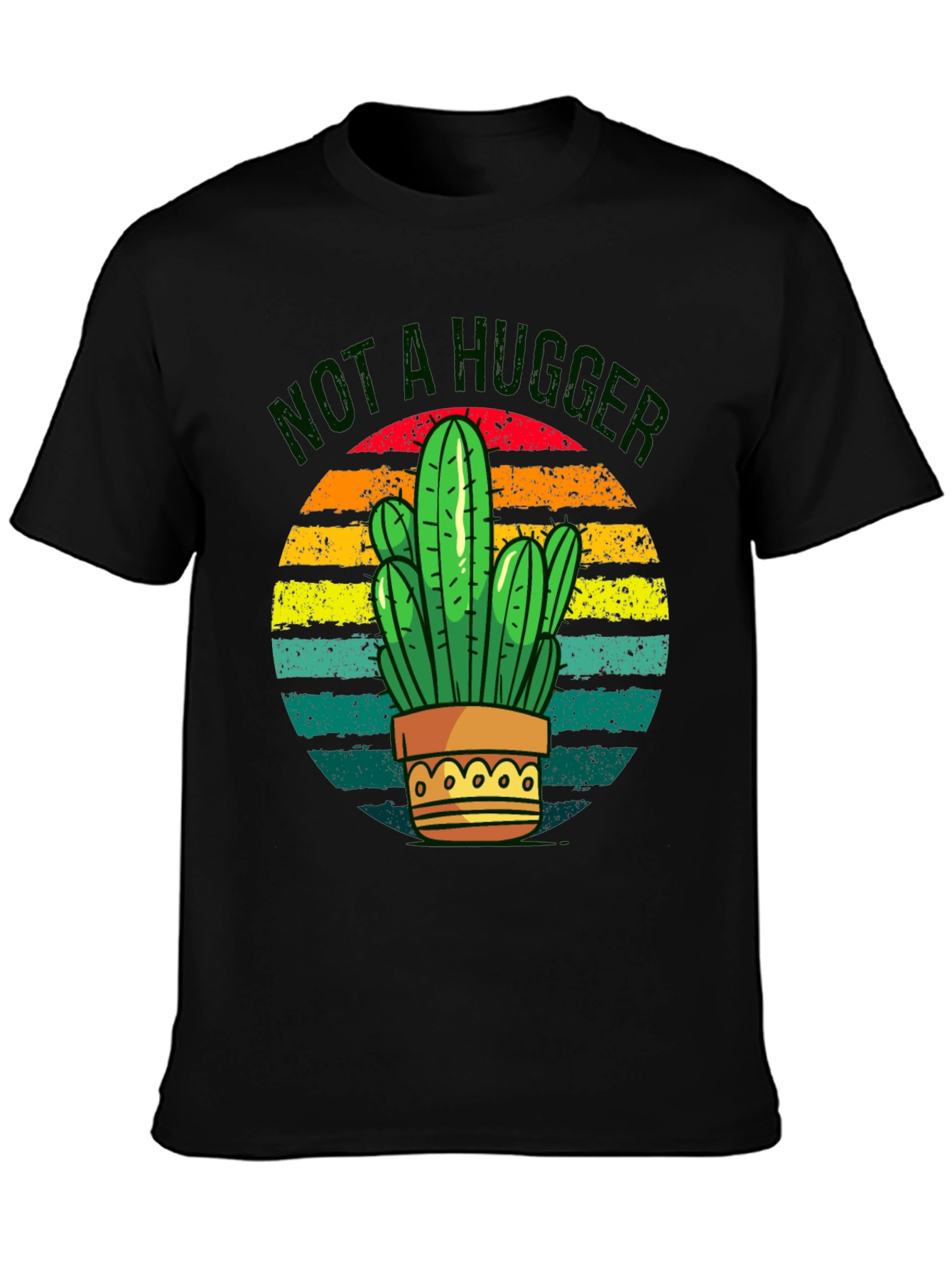 Black Not a Hugger Cactus Graphic Tee view 3