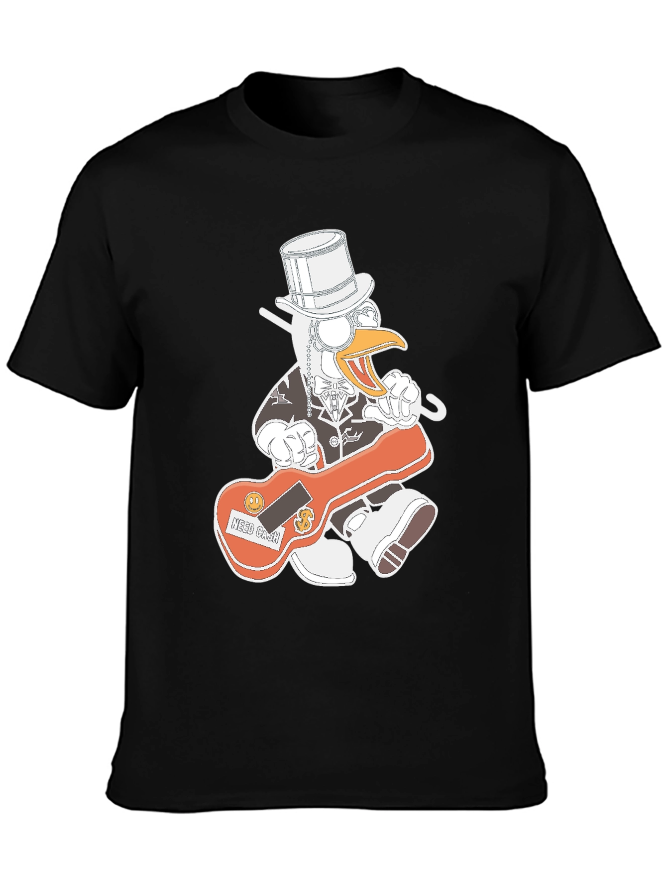 Black Duck Needs Cash T-Shirt - Funny Cartoon Graphic Tee view 3