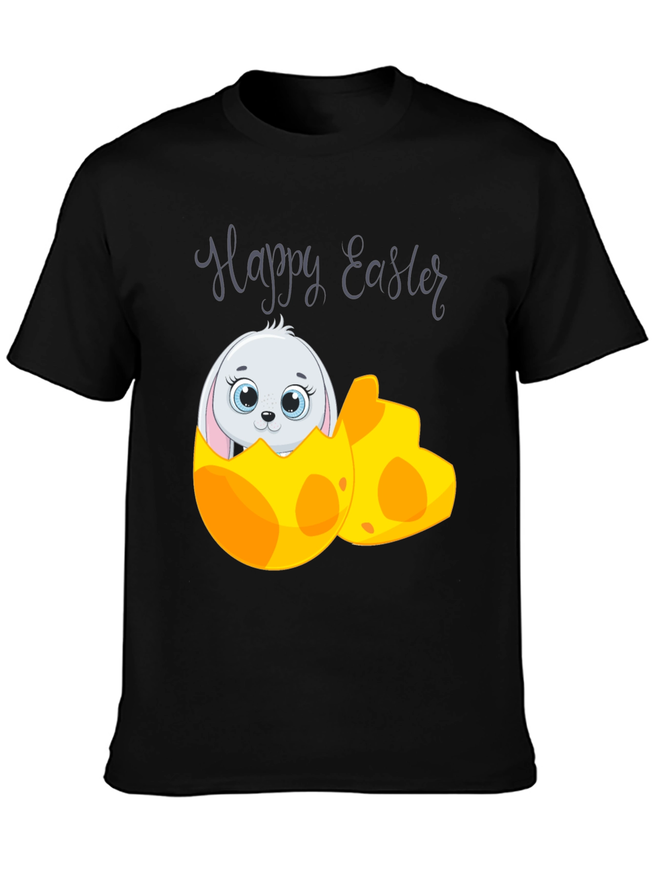 Black Happy Easter Bunny Egg T-Shirt view 3