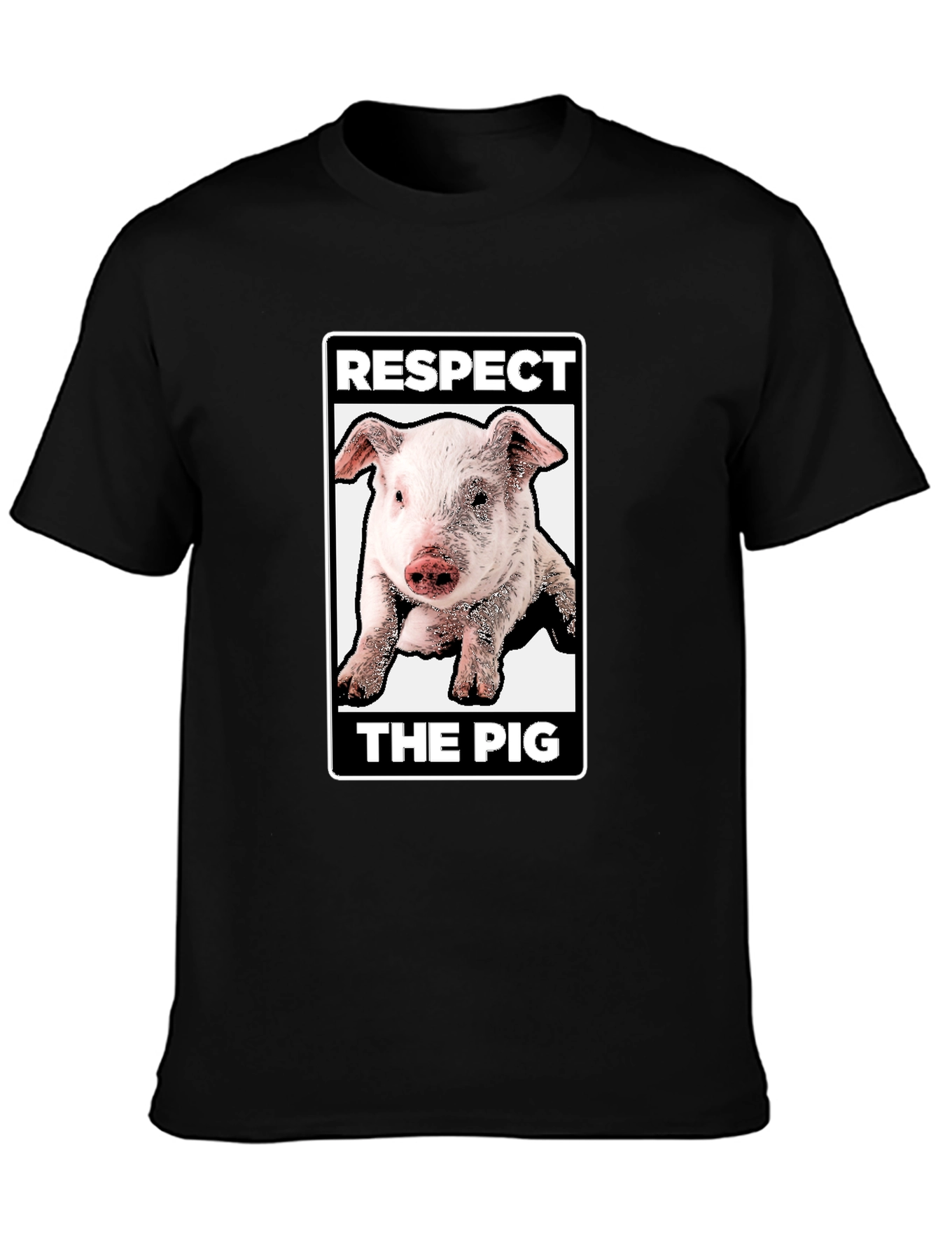 Black Respect the Pig Graphic T-Shirt - Black view 3