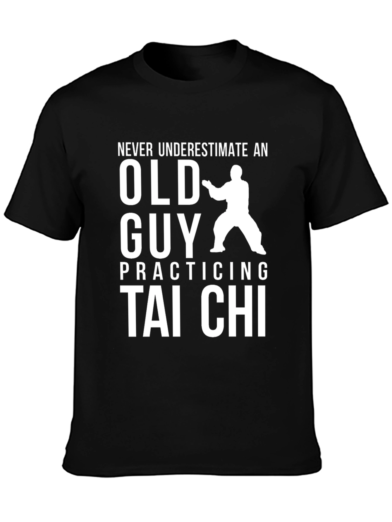 Black Never Underestimate Old Guy Tai Chi T-Shirt view 3