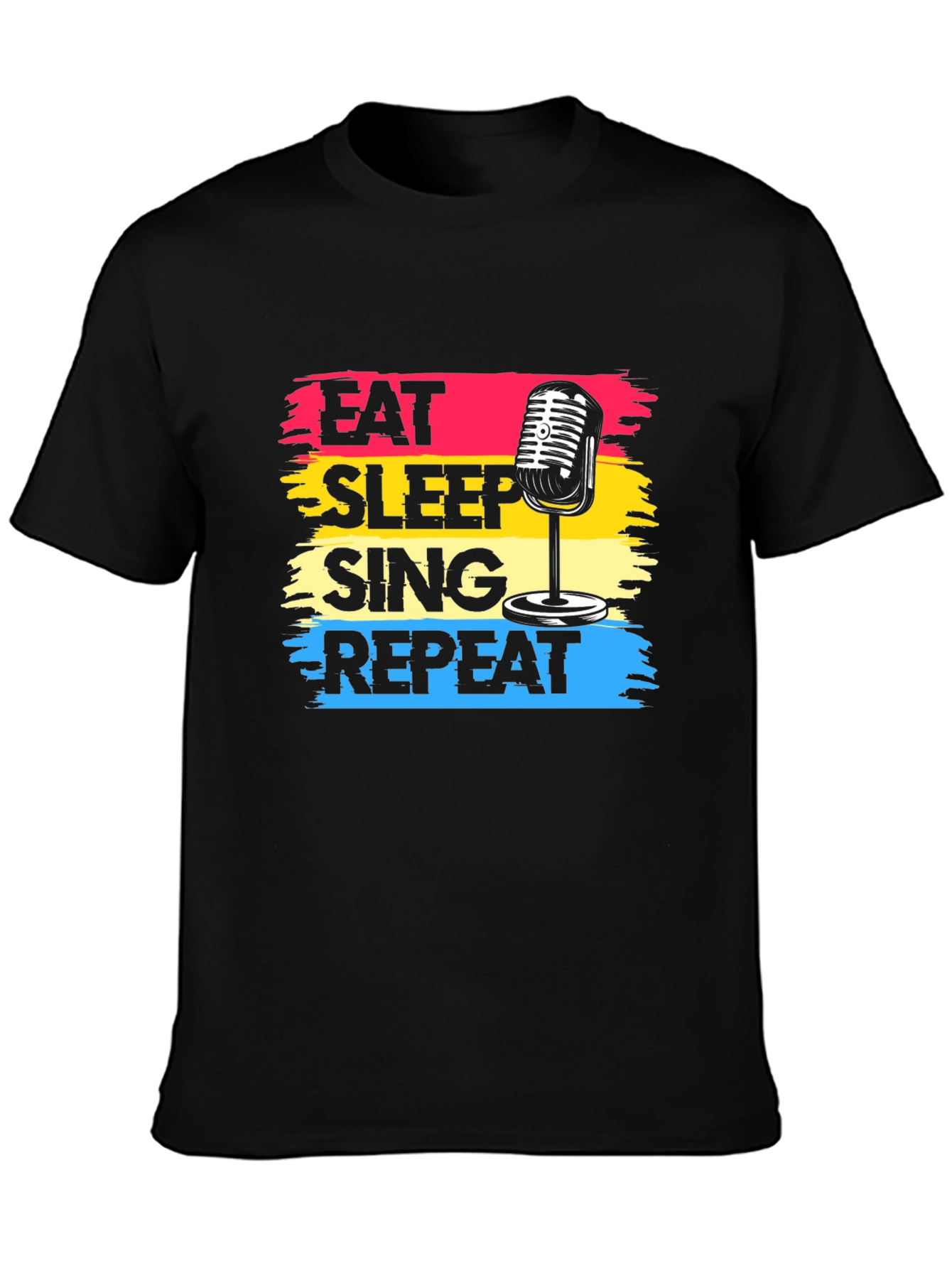 Black Eat Sleep Sing Repeat Black Graphic Tee view 3