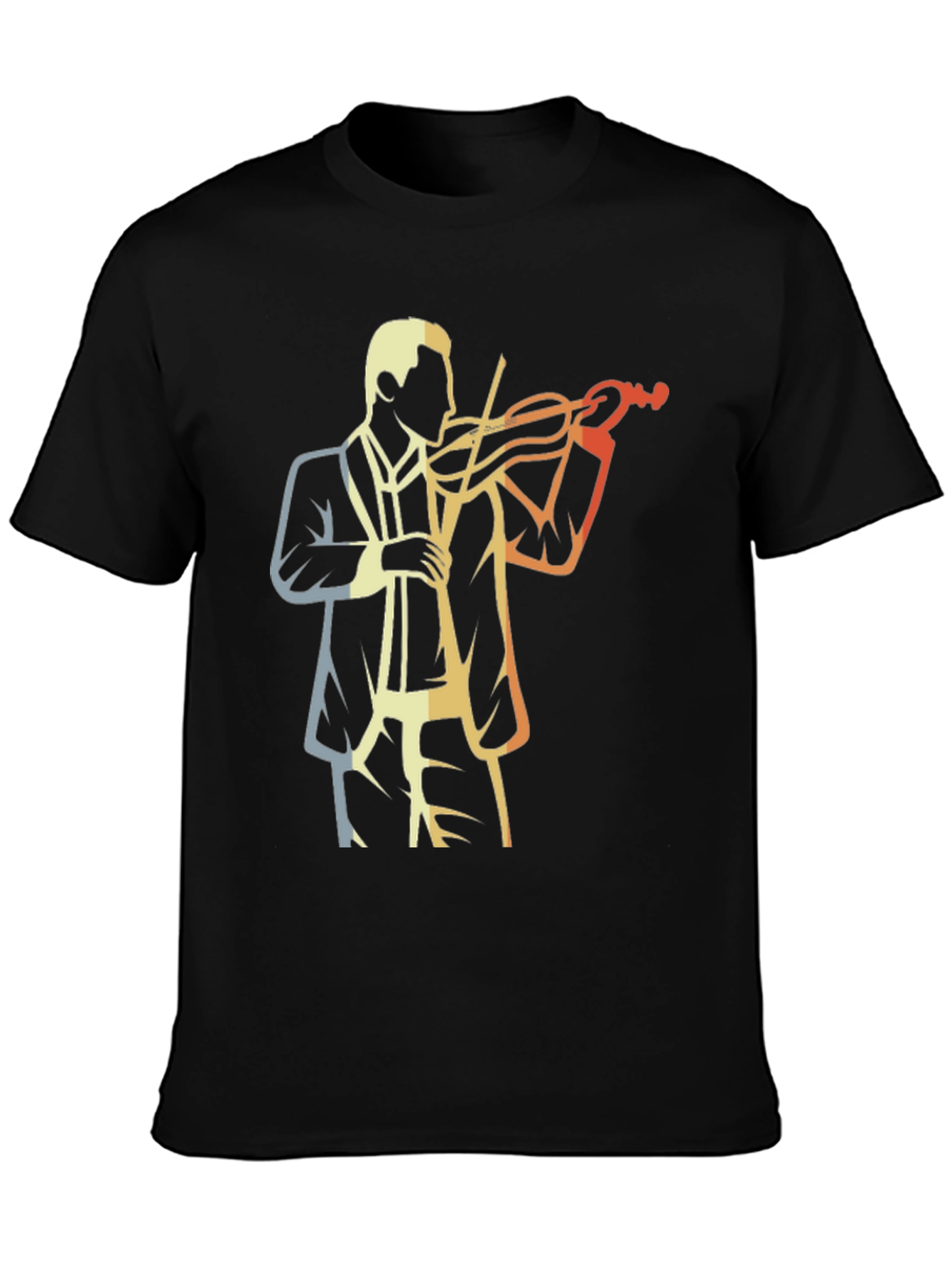 Black Retro Violinist Graphic Tee view 3
