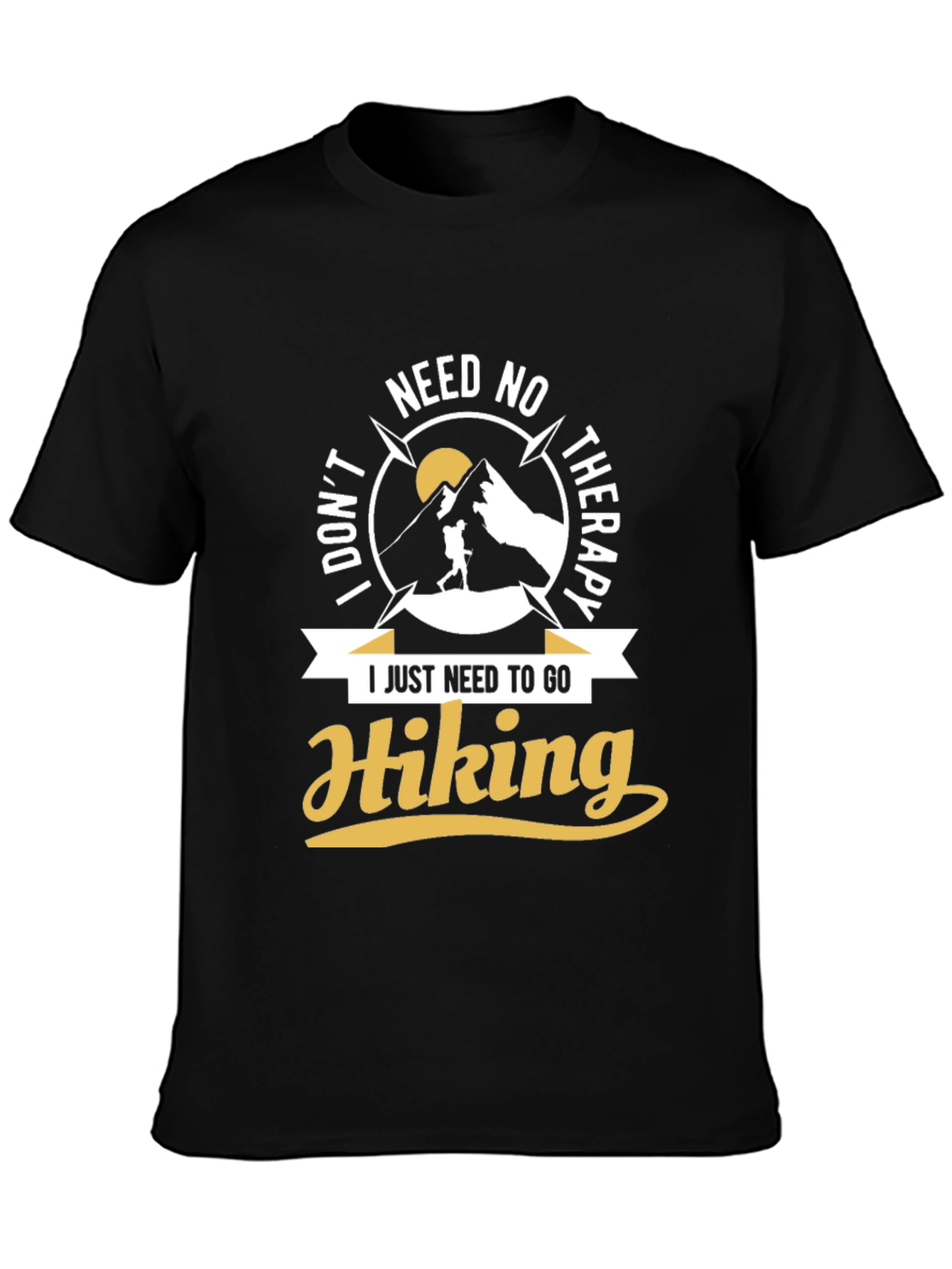 Black Hiking Therapy T-Shirt view 3
