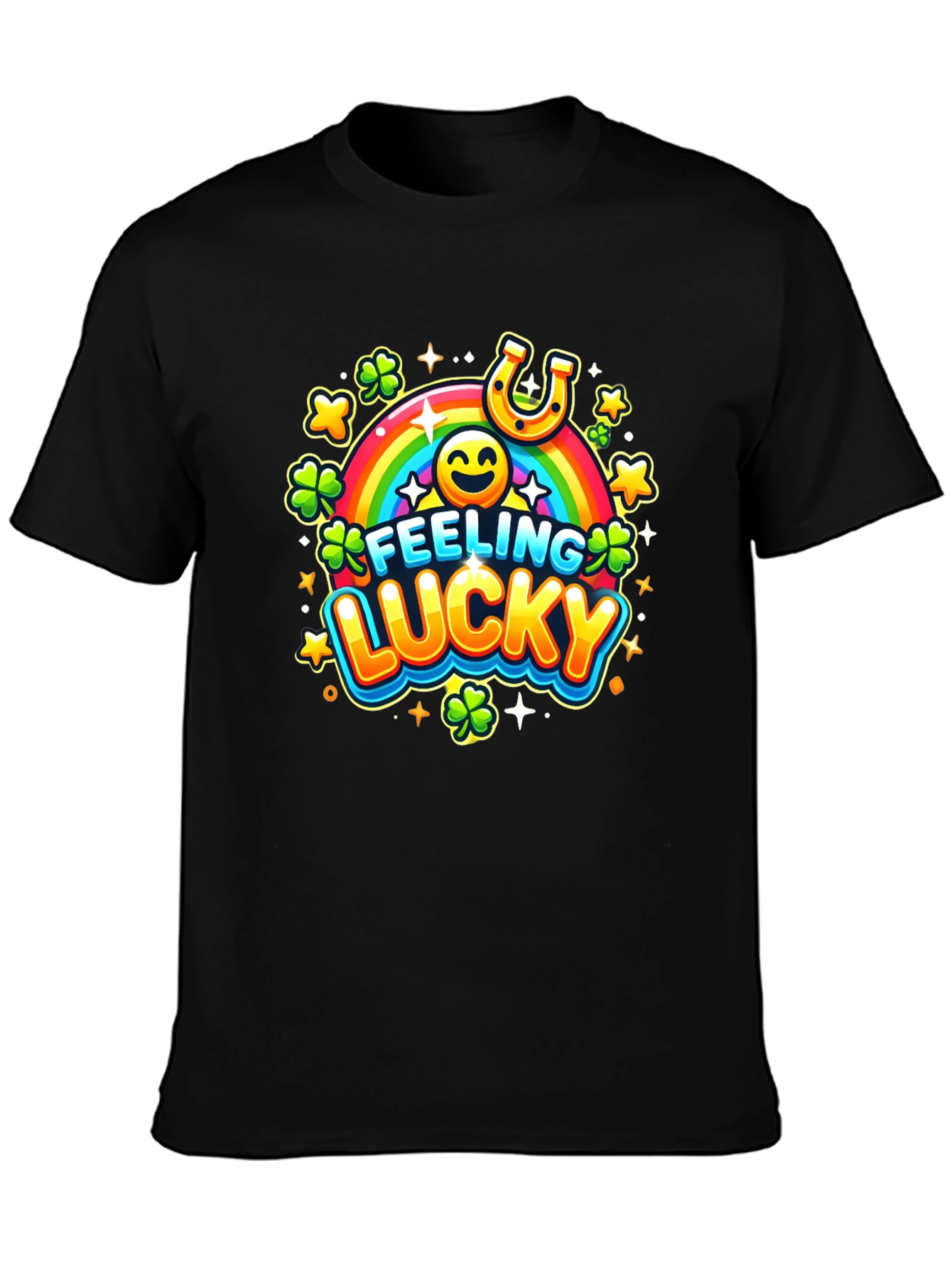 Black Feeling Lucky St. Patrick's Day Black T-Shirt view 3