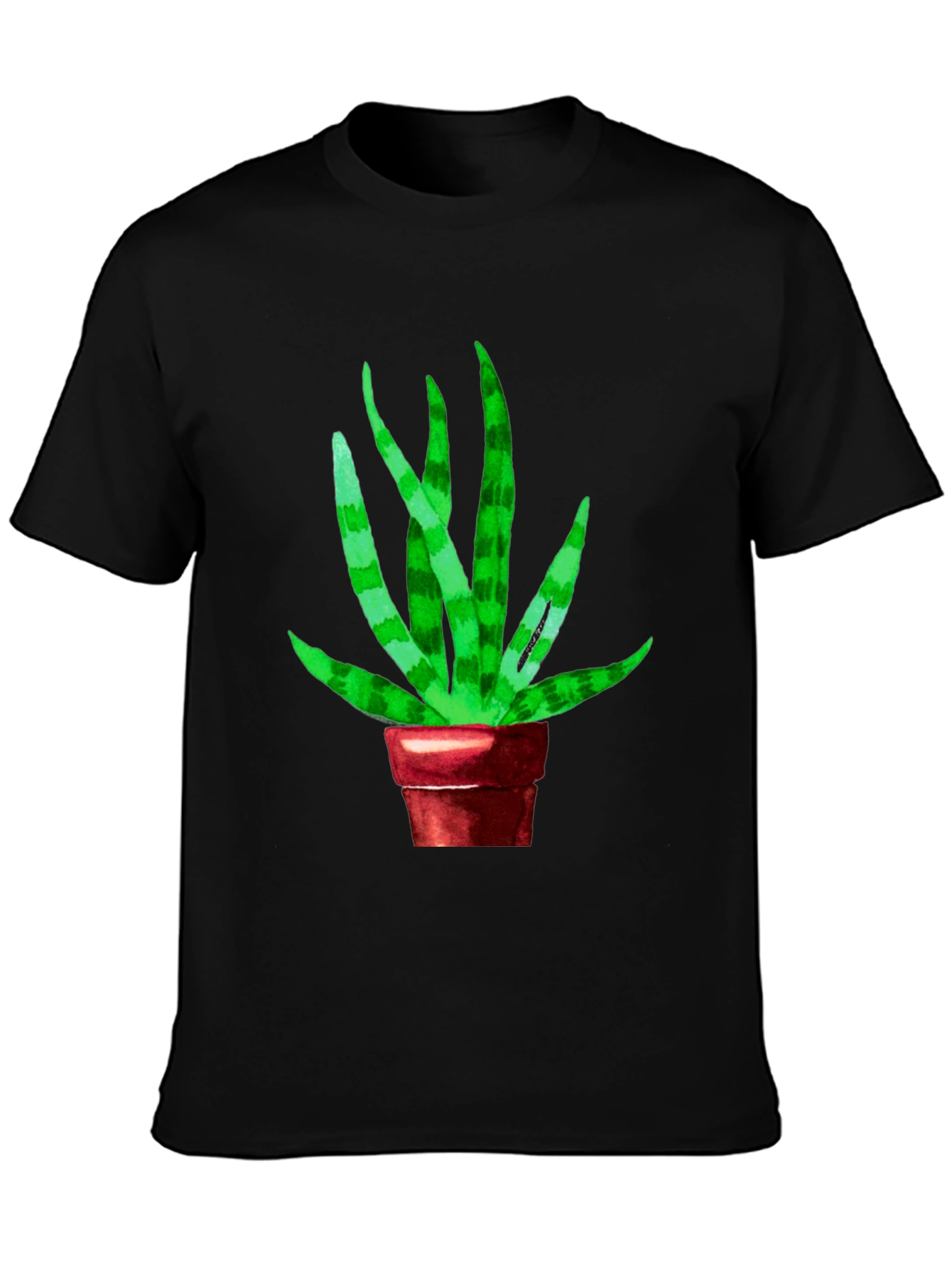Black Unique Snake Plant Graphic Tee - Black Cotton Blend view 3
