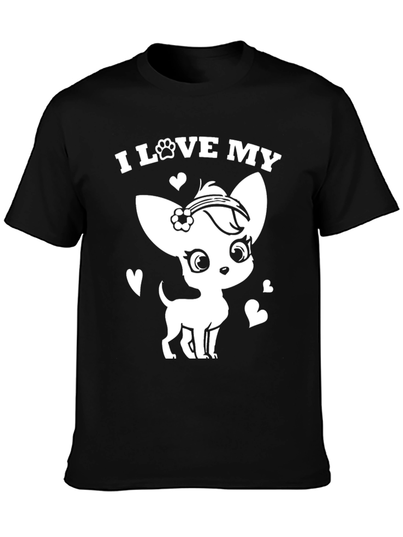 Black I Love My Chihuahua T-Shirt - Cute Dog Lover Tee view 3