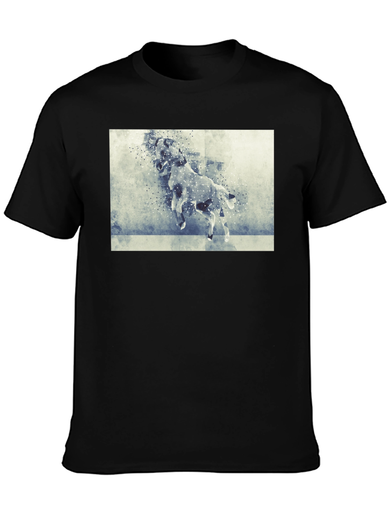 Black Abstract Horse Graphic Tee - Black Cotton Comfort view 3
