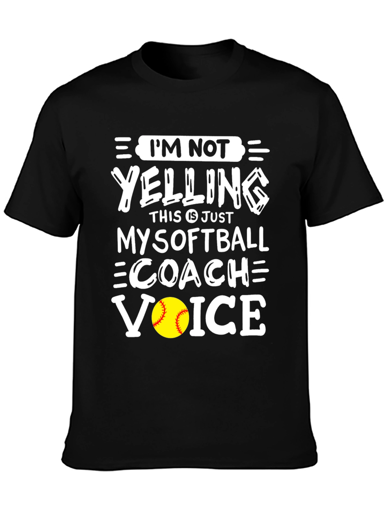 Black Softball Coach Voice T-Shirt - Funny Slogan Tee view 3
