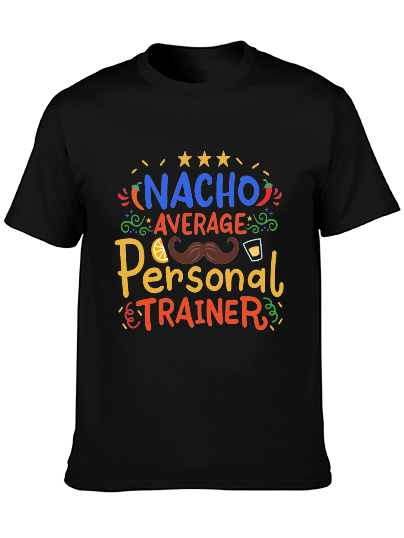 Black Nacho Average Personal Trainer T-Shirt view 3