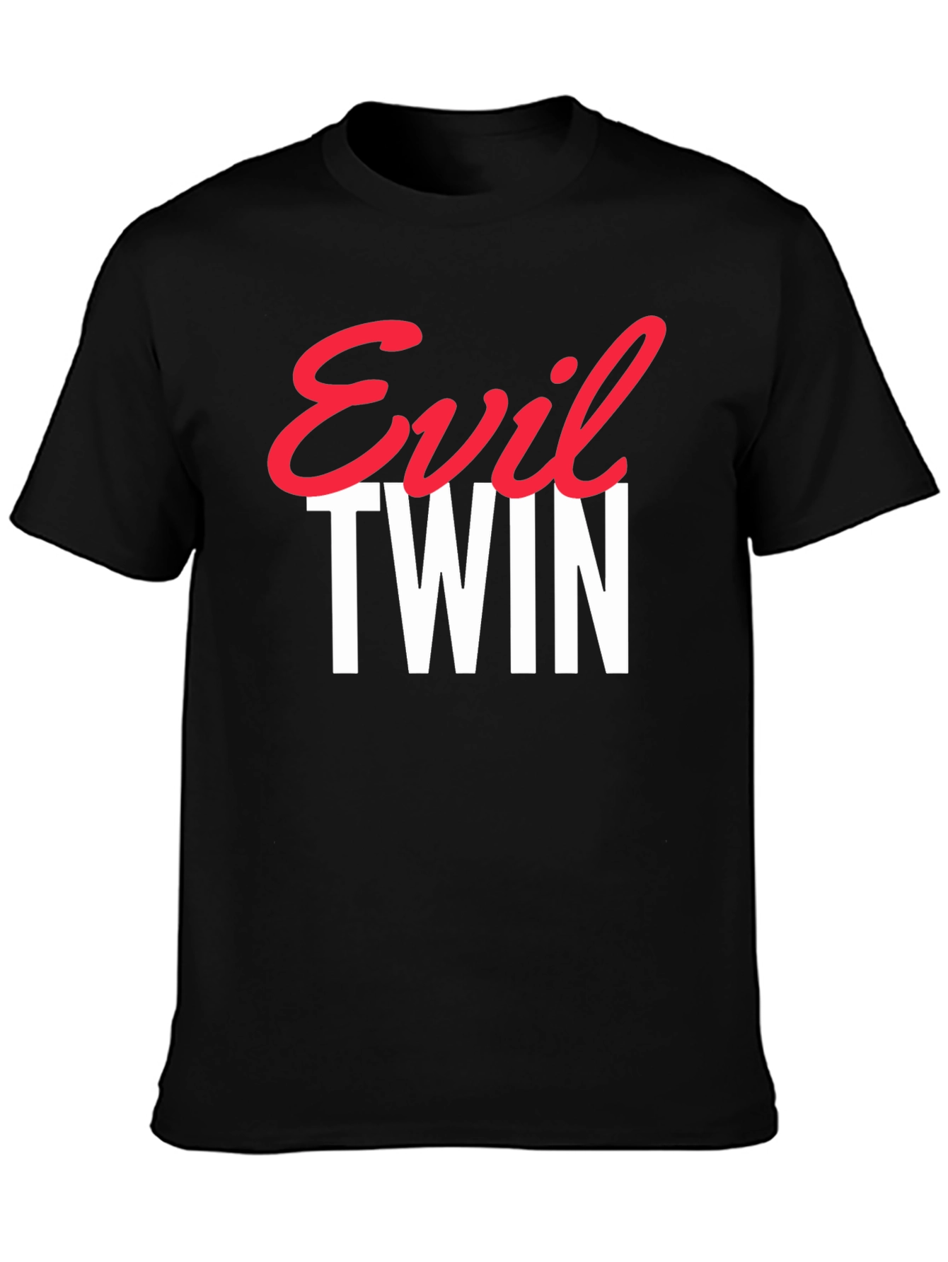 Black Evil Twin Graphic Tee - Trendy Statement T-Shirt view 3