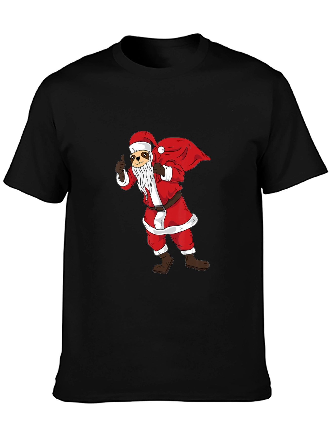Black Santa Sloth Graphic T-Shirt - Holiday Cheer view 3
