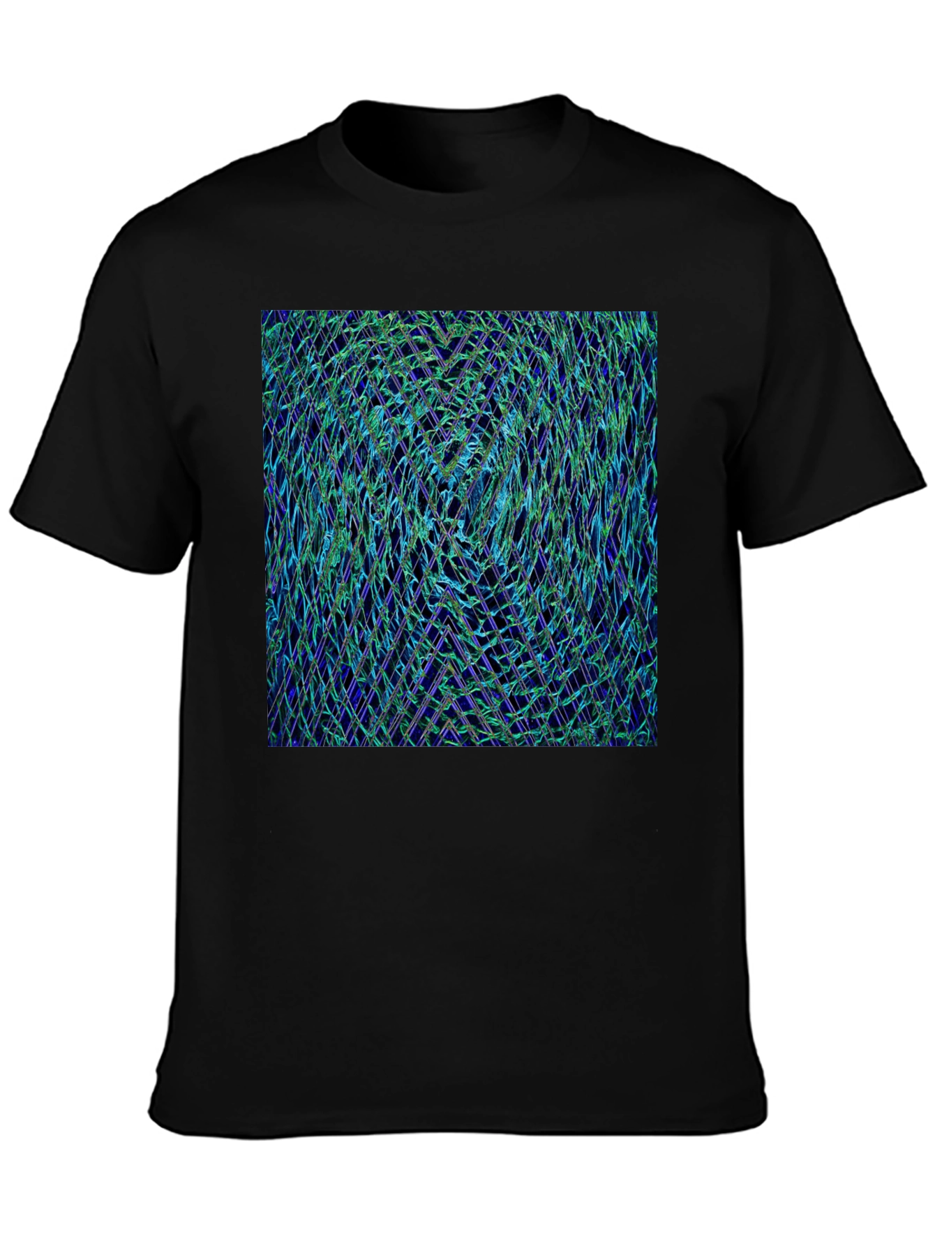 Black Abstract Woven Pattern Black T-Shirt view 3