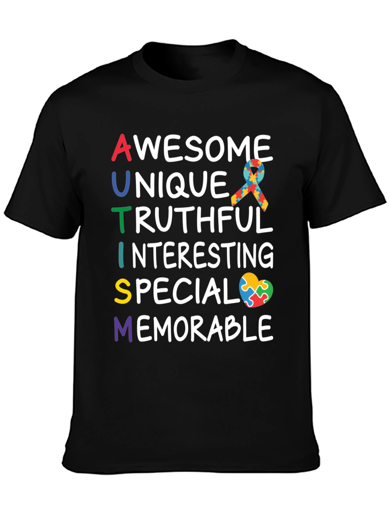 Black Autism Awareness T-Shirt: Awesome, Unique, Memorable view 3
