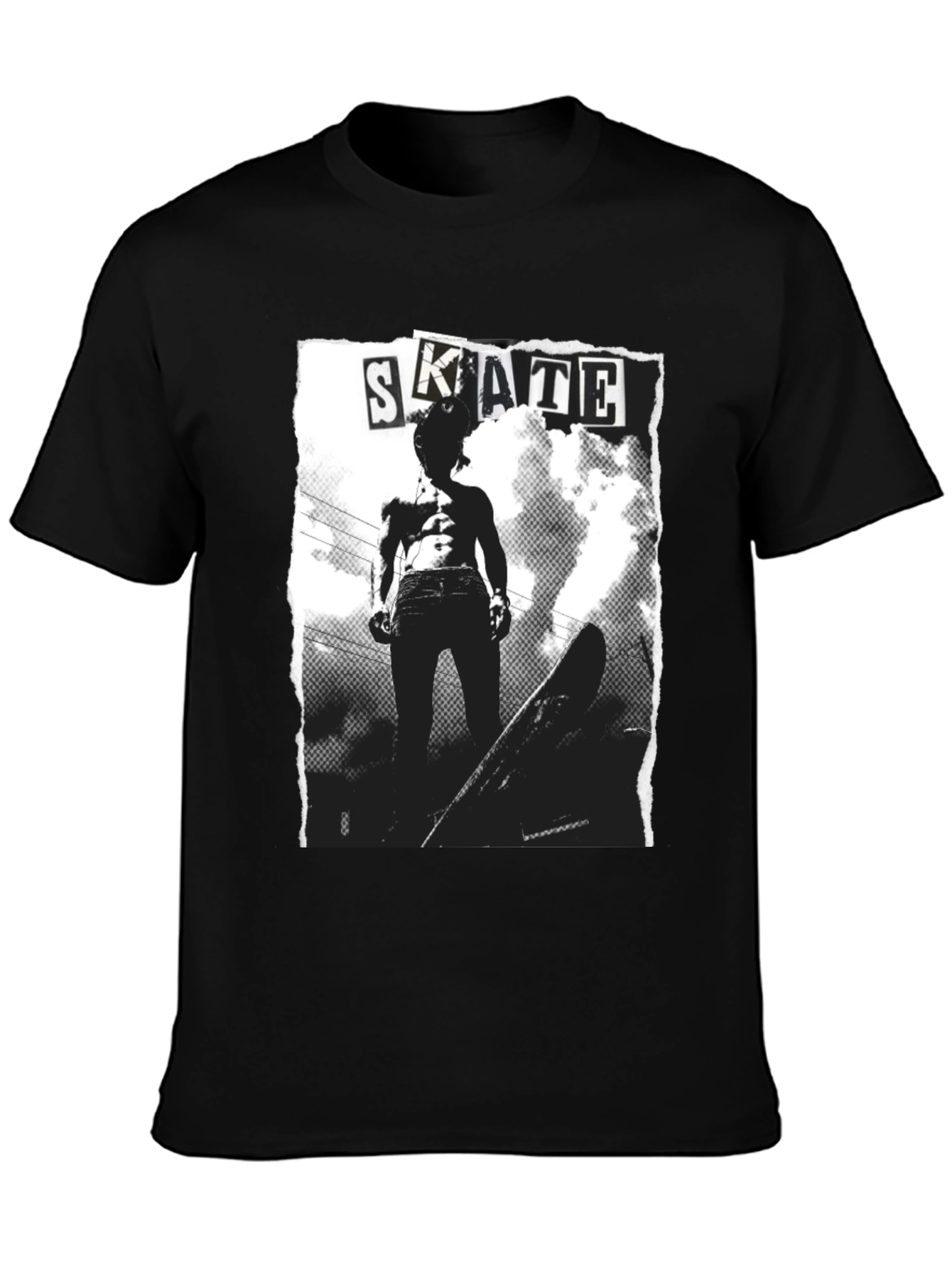 Black Skate Graphic T-Shirt - Black Cotton Tee view 3