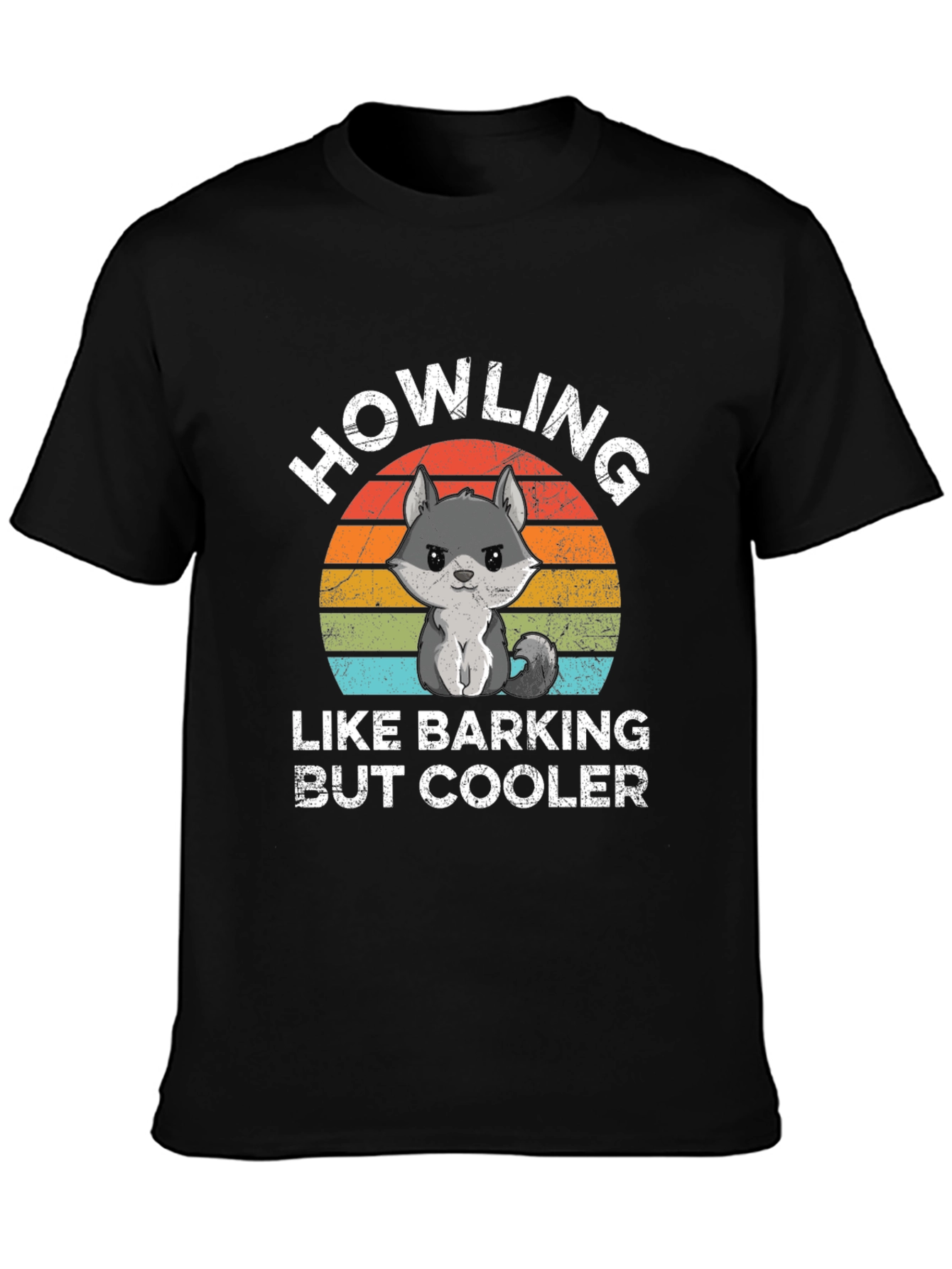 Black Howling Like Barking But Cooler T-Shirt view 3