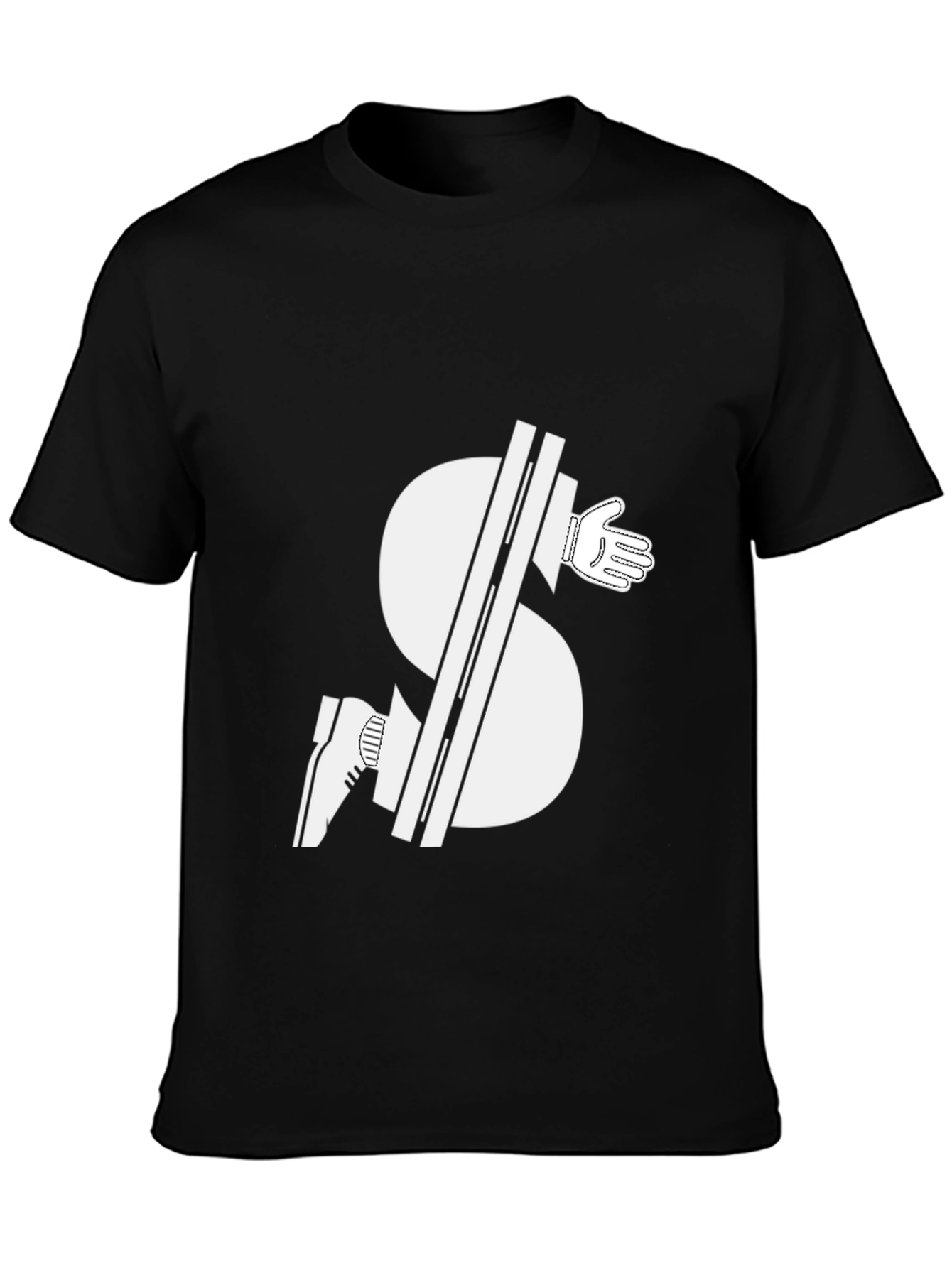 Black Novelty Black T-Shirt: Dollar Sign Handshake Graphic view 3