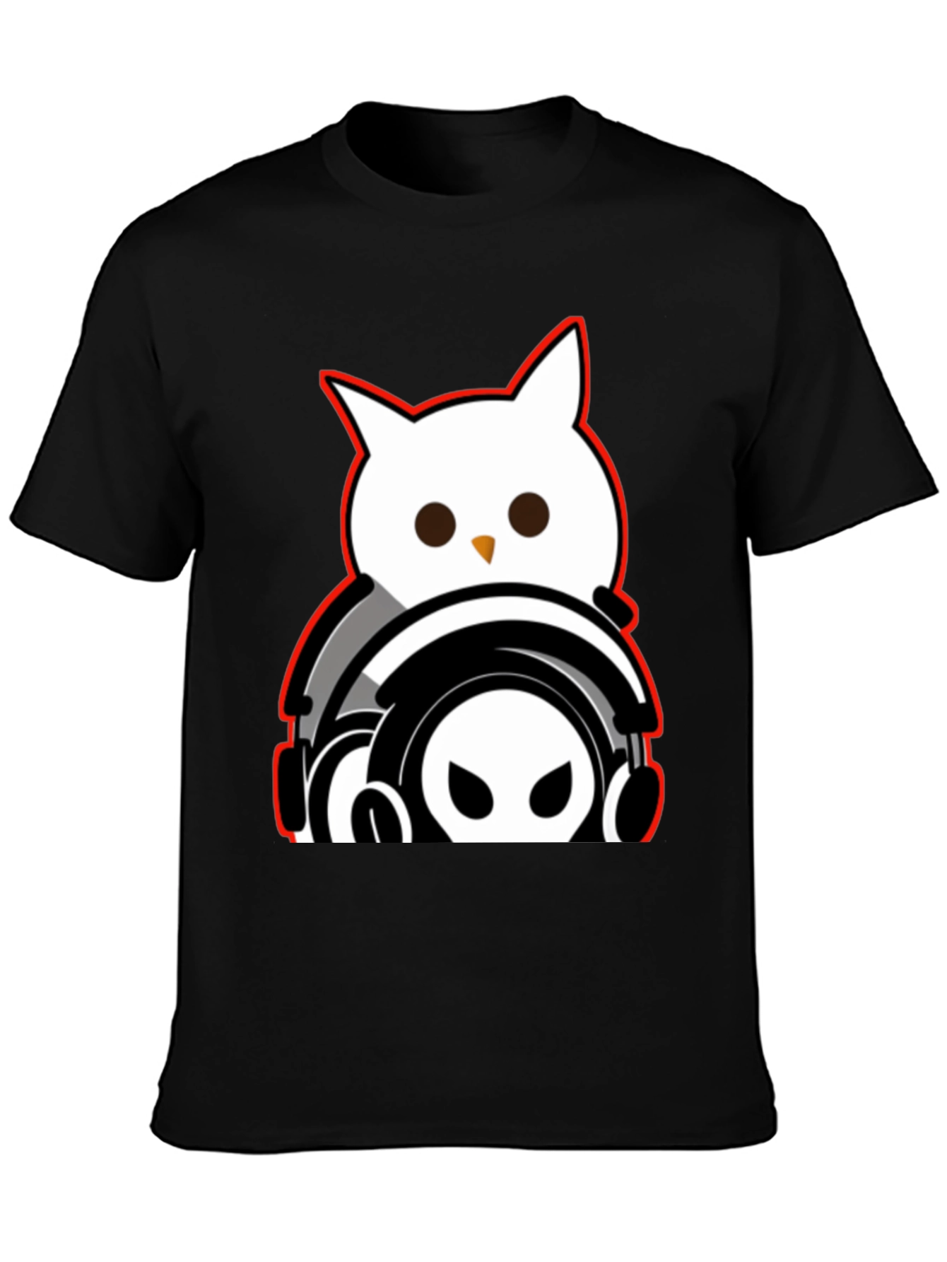 Black Owl DJ Graphic Tee - Black view 3