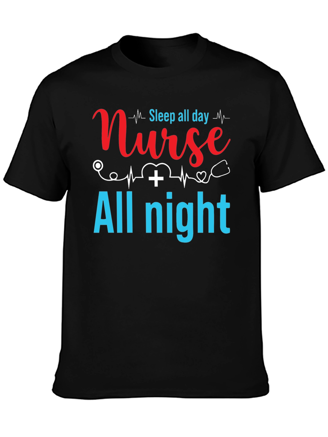 Black Nurse Sleep All Day T-Shirt view 3
