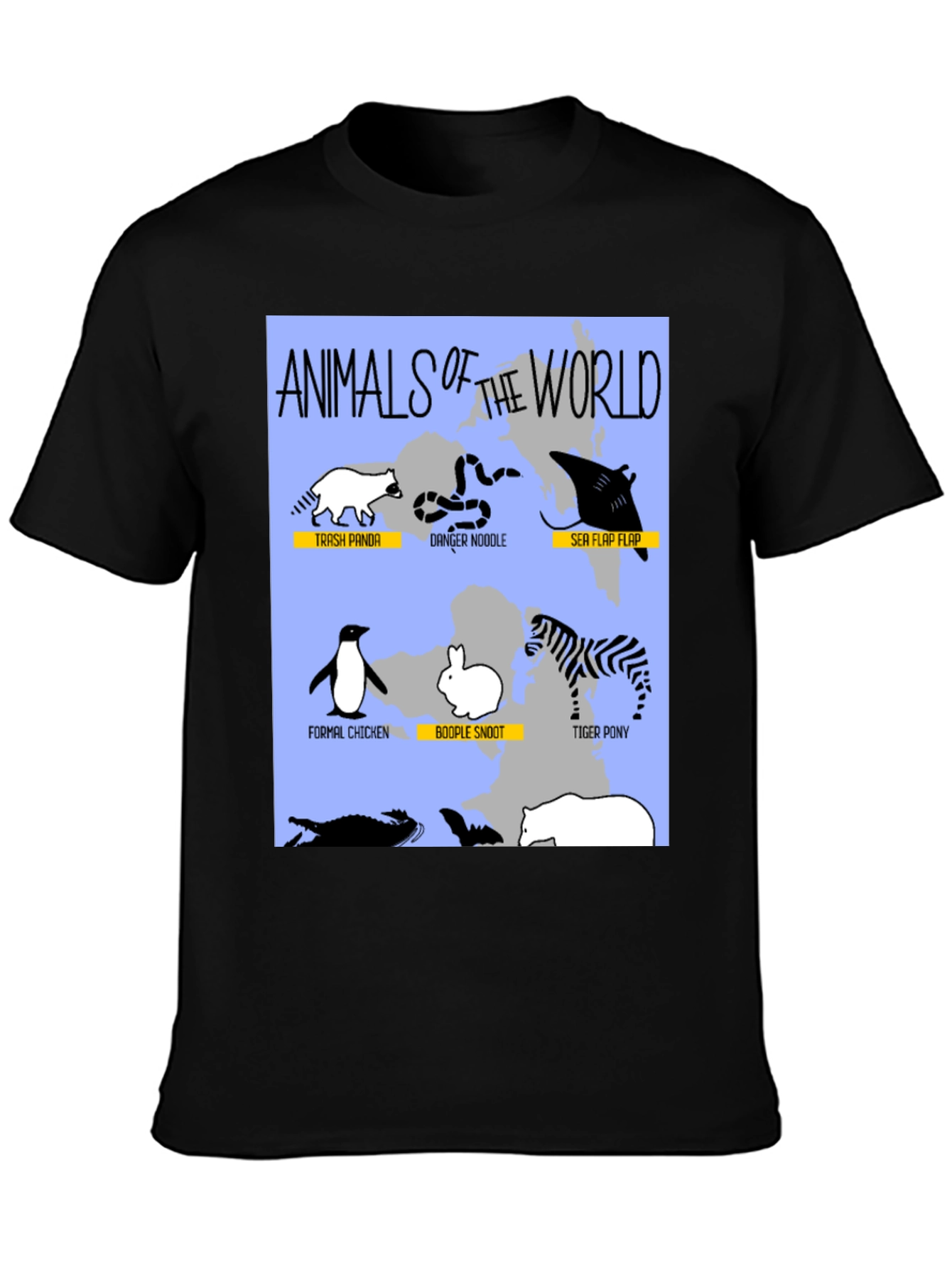 Black Animals of the World Graphic T-Shirt view 3