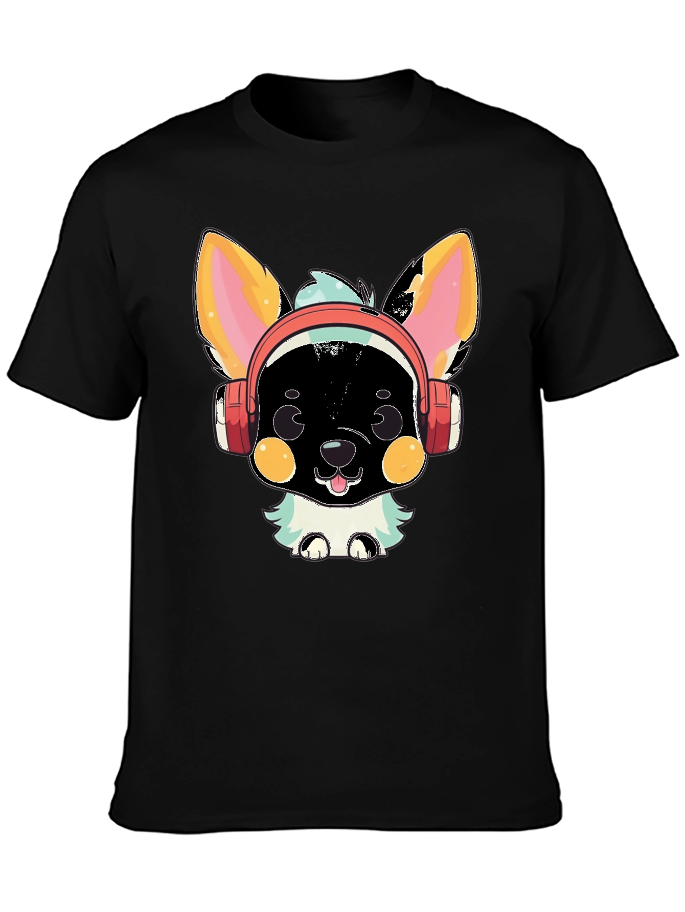 Black Cool Canine Beats T-Shirt view 3