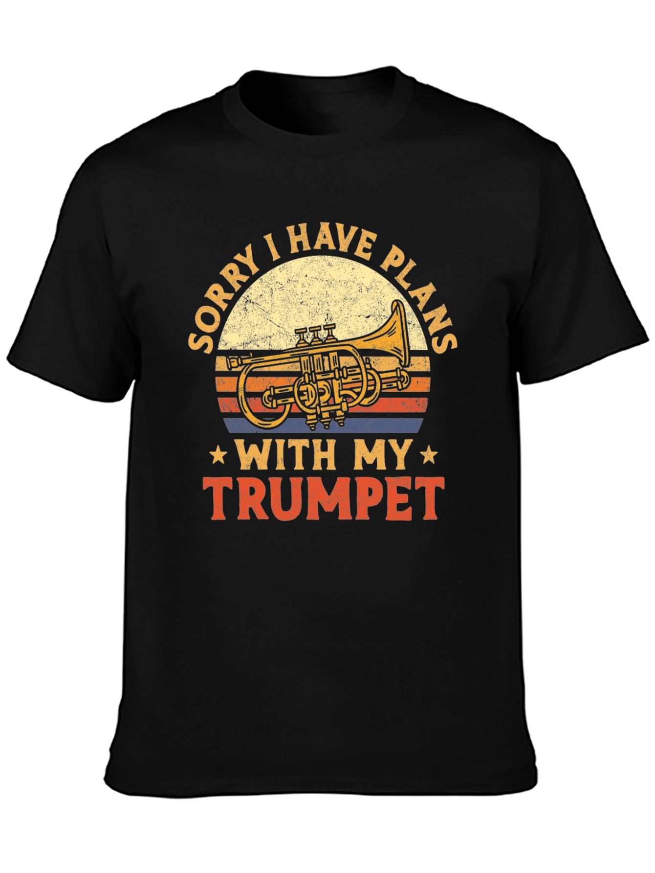 Black Sorry I Have Plans with My Trumpet Black T-Shirt view 3