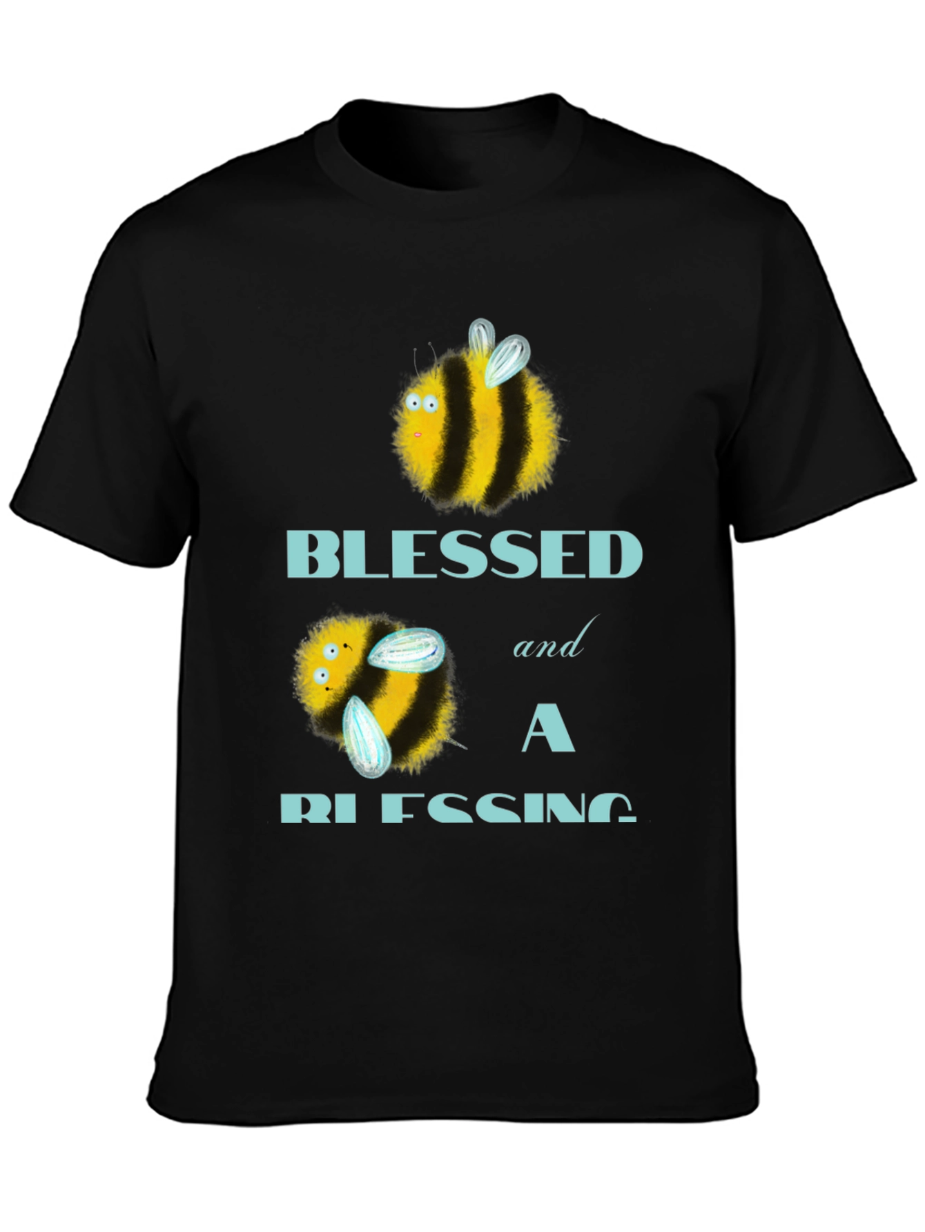 Black Blessed Bee T-Shirt - Cute Graphic Tee view 3