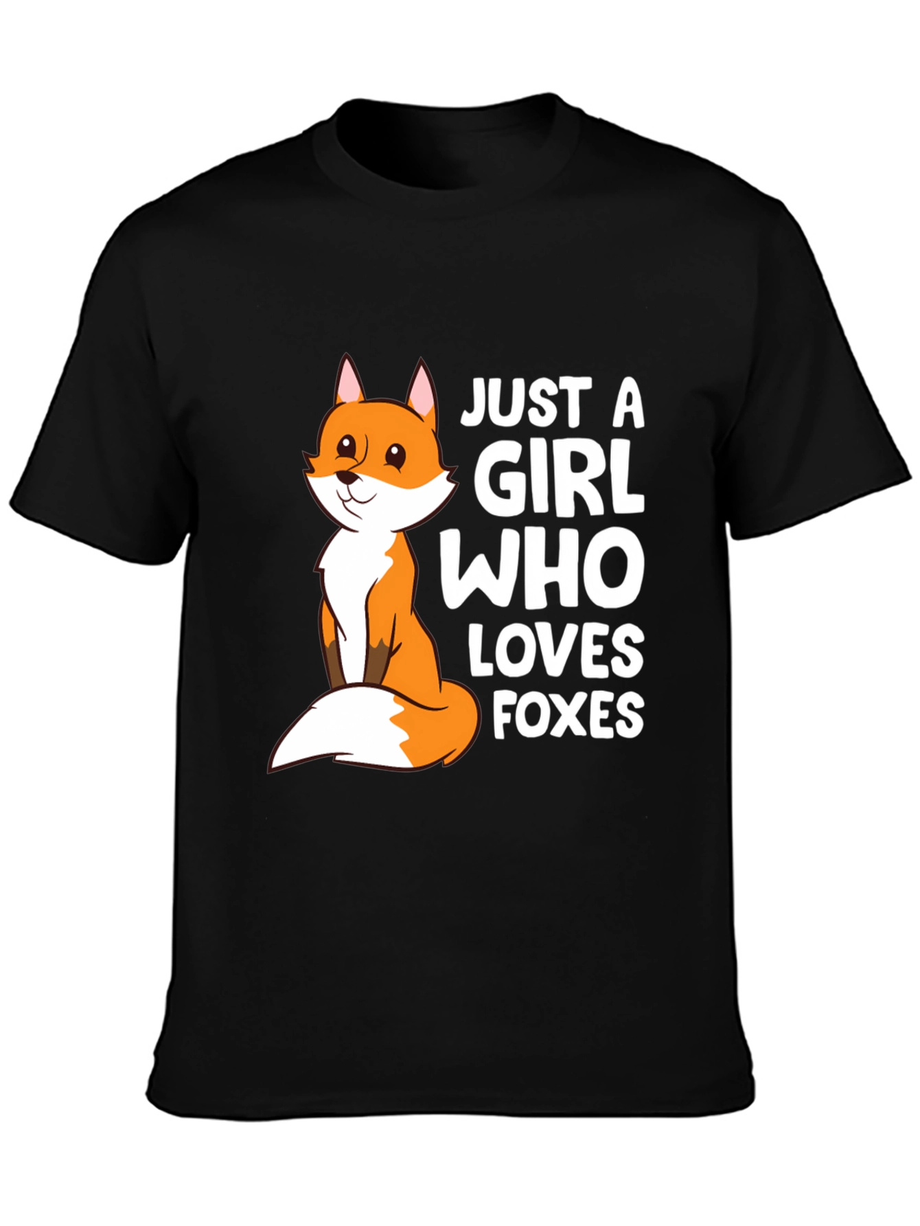 Black Just A Girl Who Loves Foxes T-Shirt Cute Fox Graphic Tee view 3