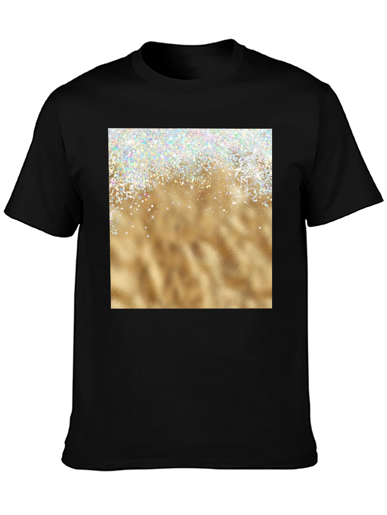 Black Sparkling Gold Graphic Tee view 3