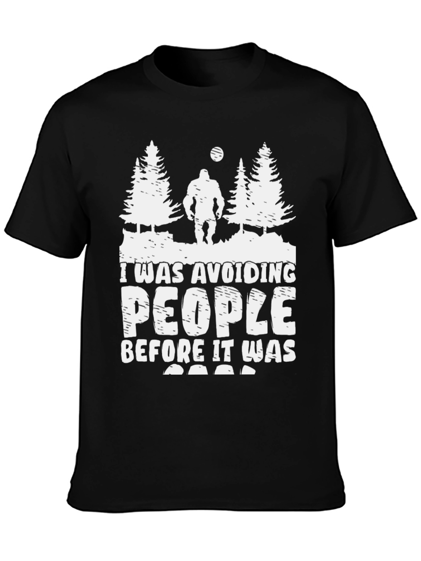 Black Avoiding People T-Shirt Funny Bigfoot Design view 3