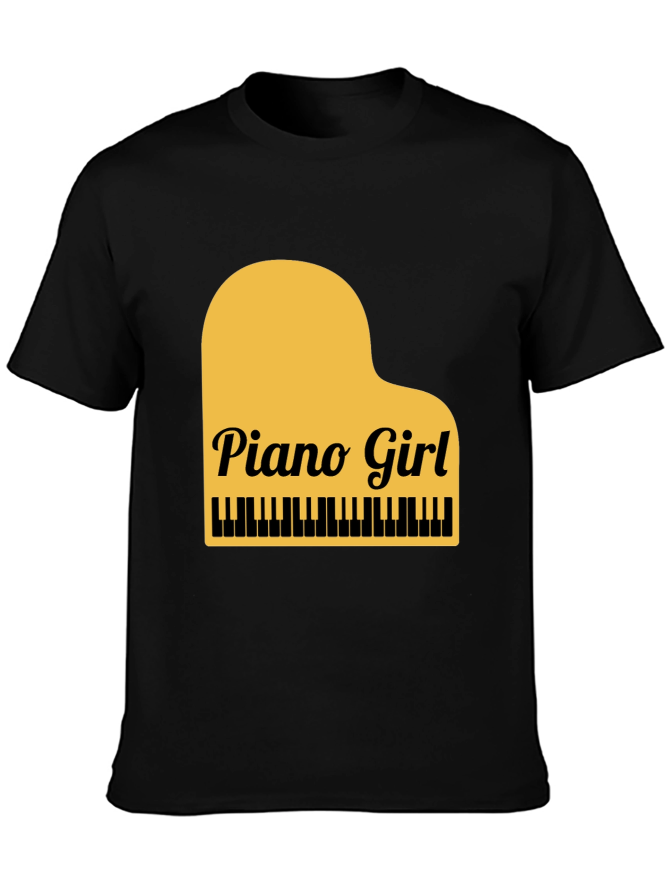 Black Piano Girl Graphic Tee - Black Cotton Blend view 3
