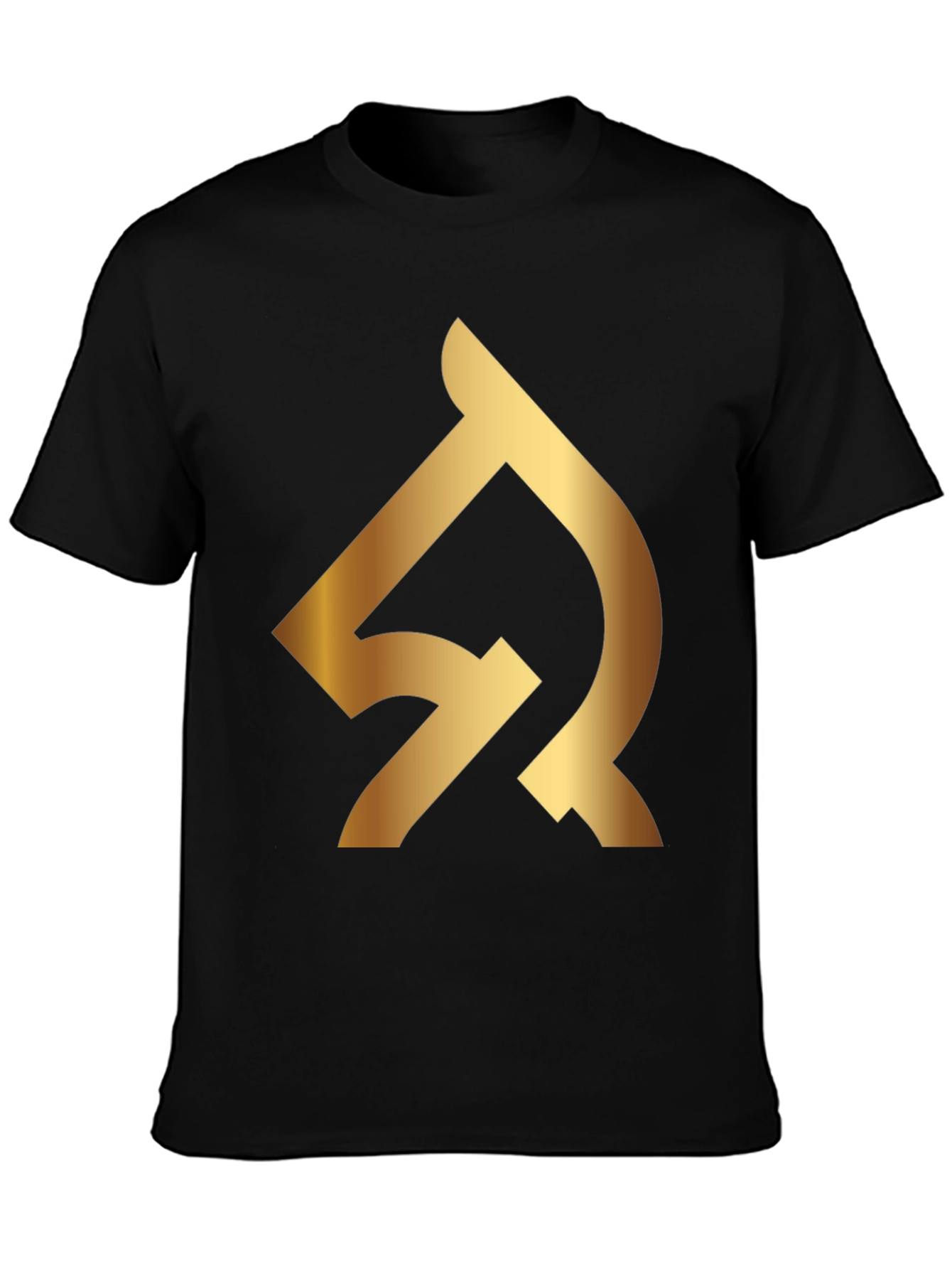 Black Black T-Shirt with Gold Abstract Logo view 3