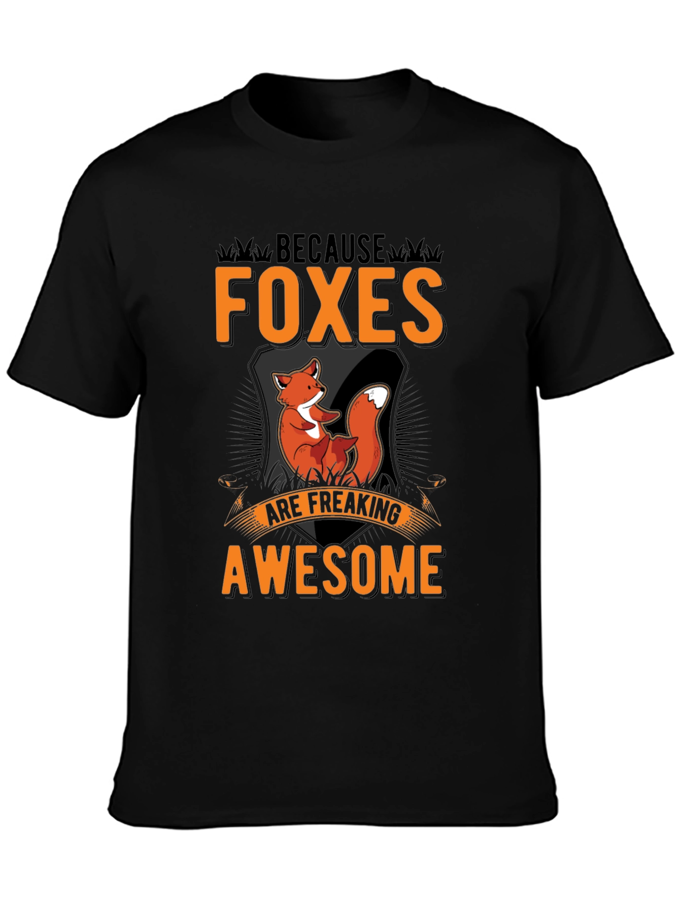 Black Foxes Are Awesome Black Graphic Tee view 3
