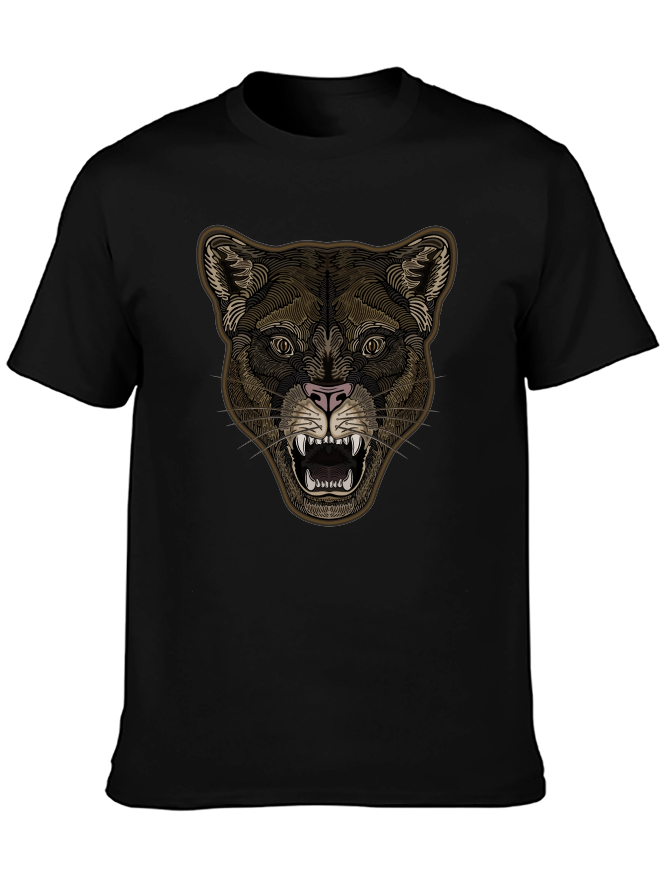 Black Lion Head Graphic Tee - Stylish Black T-Shirt for Men view 3