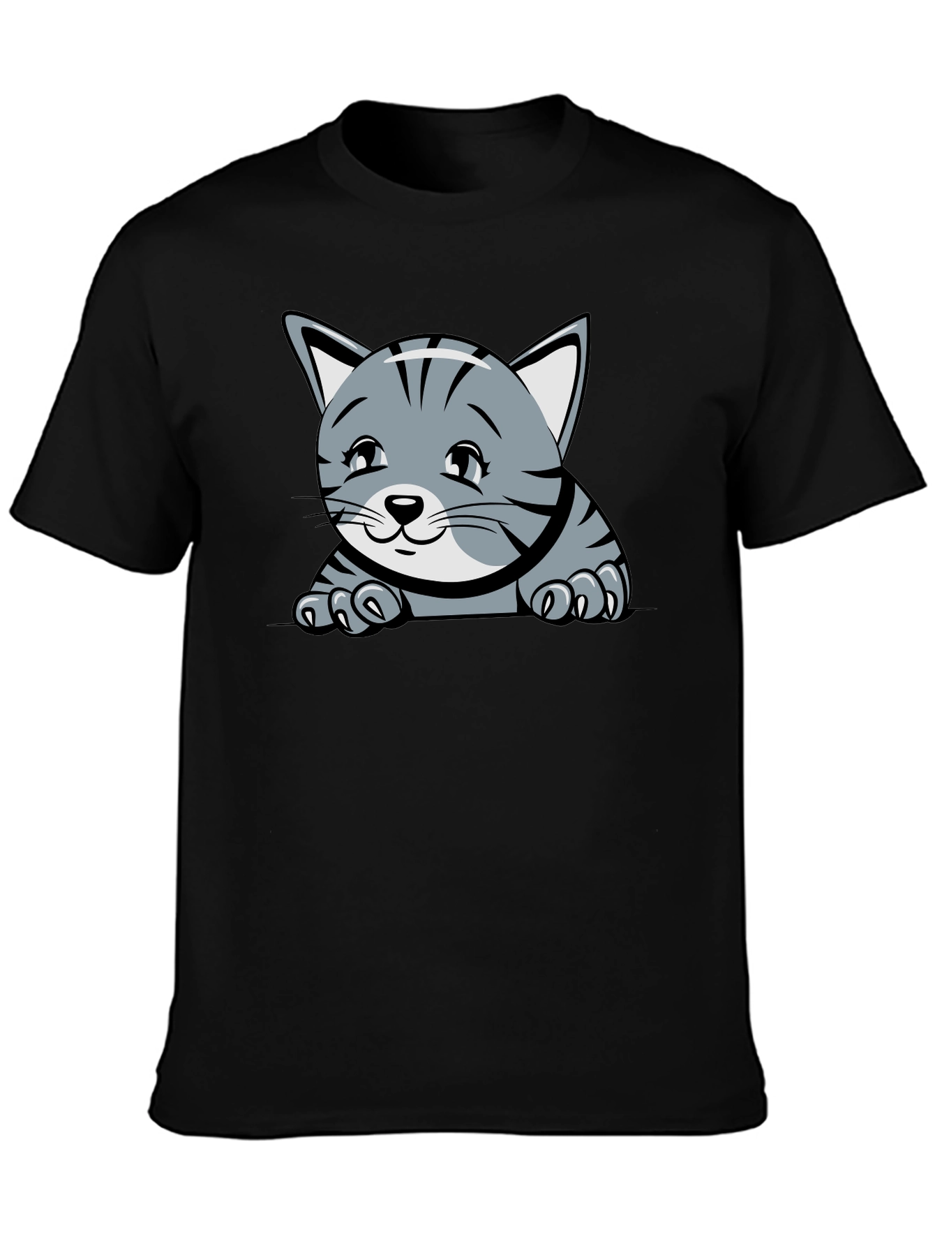 Black Cute Kitten Graphic T-Shirt view 3