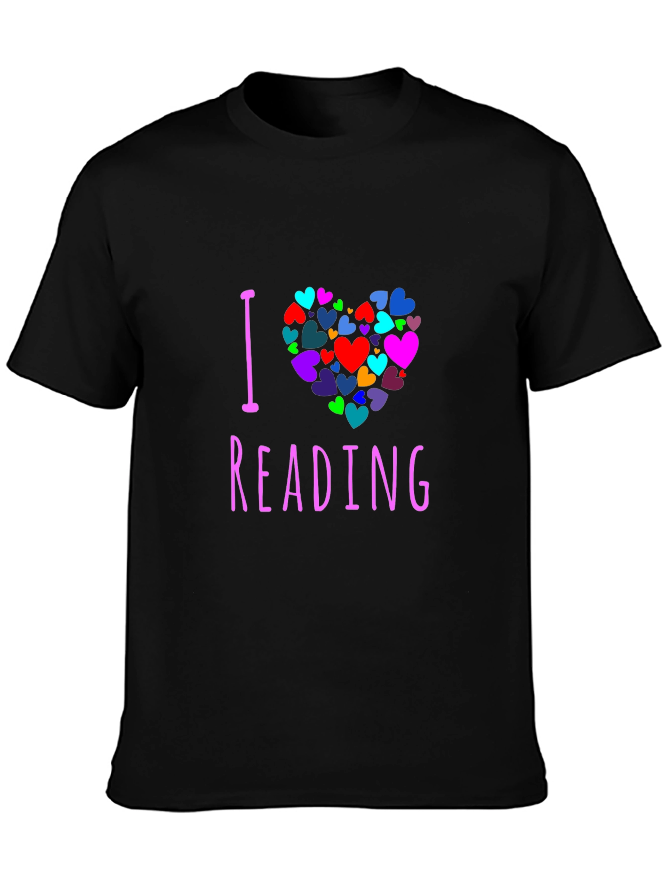 Black I Love Reading Heart Graphic Tee - Unisex view 3