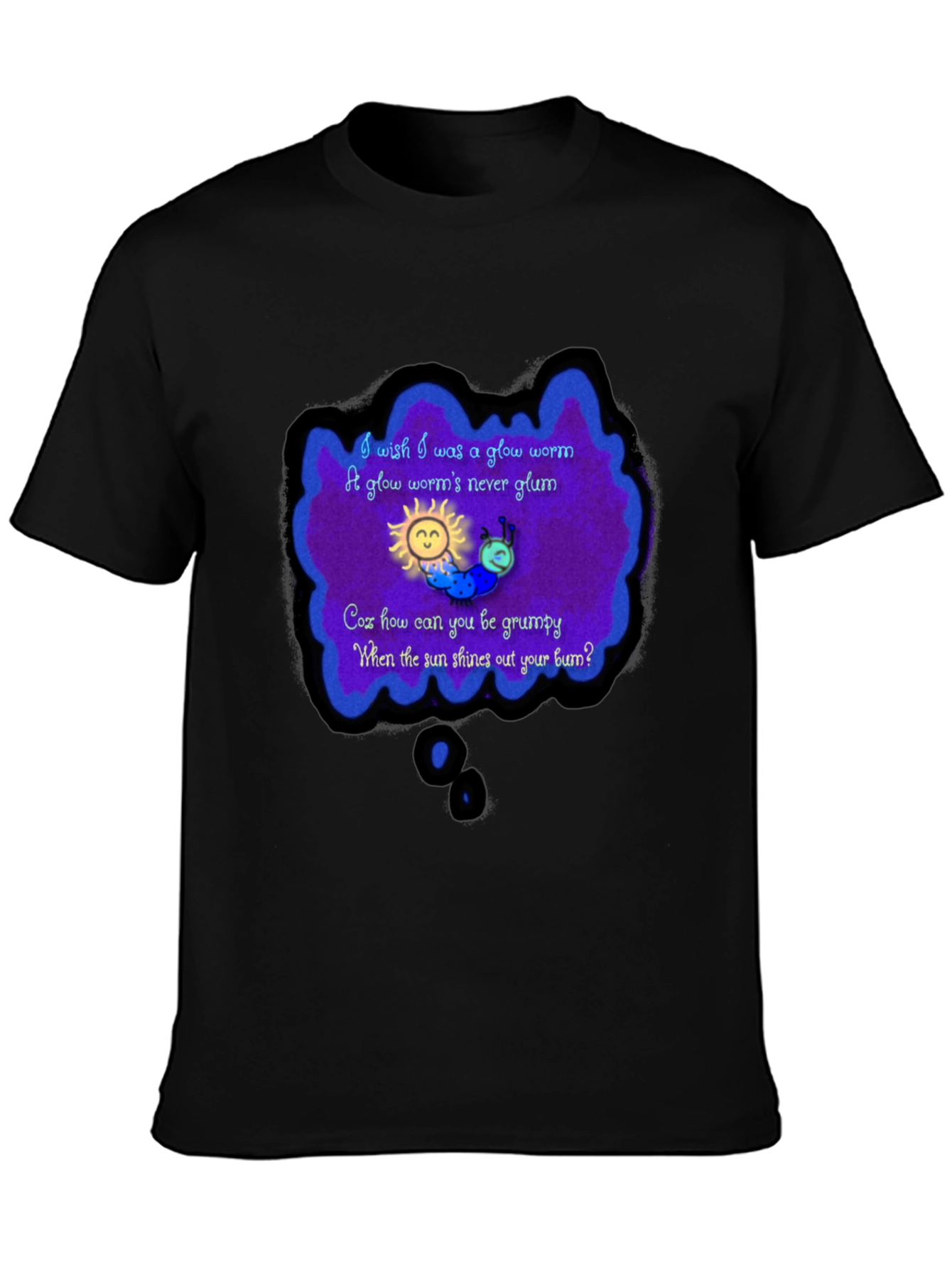 Black Glow Worm Tee - Shine Your Bum! view 3