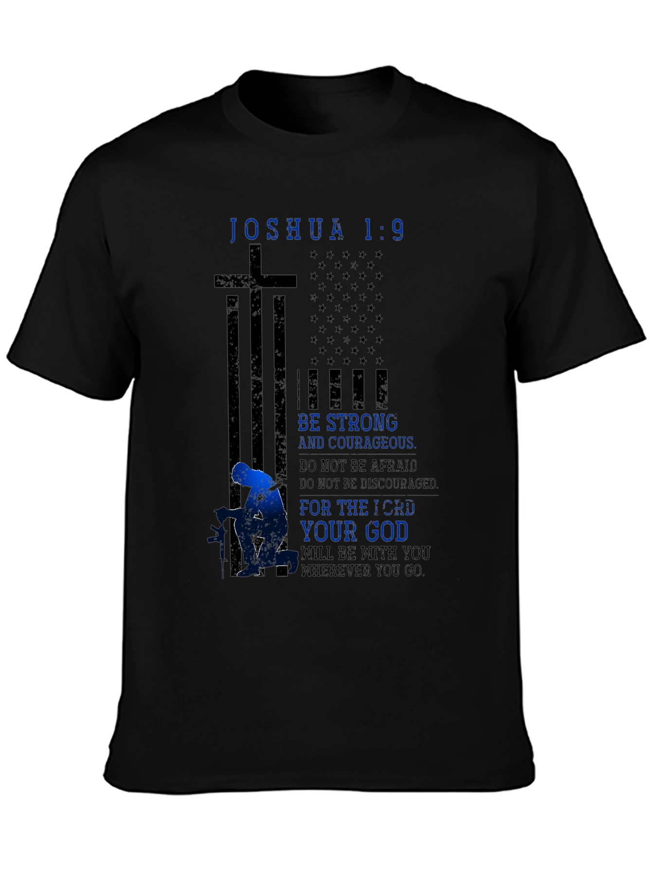Black Joshua 1:9 Patriotic Graphic Tee view 3