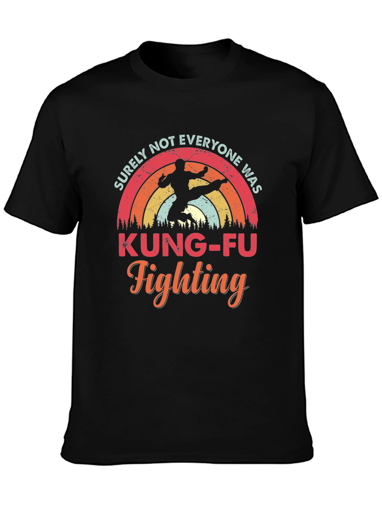Black Kung-Fu Fighting Graphic T-Shirt - Retro Style view 3