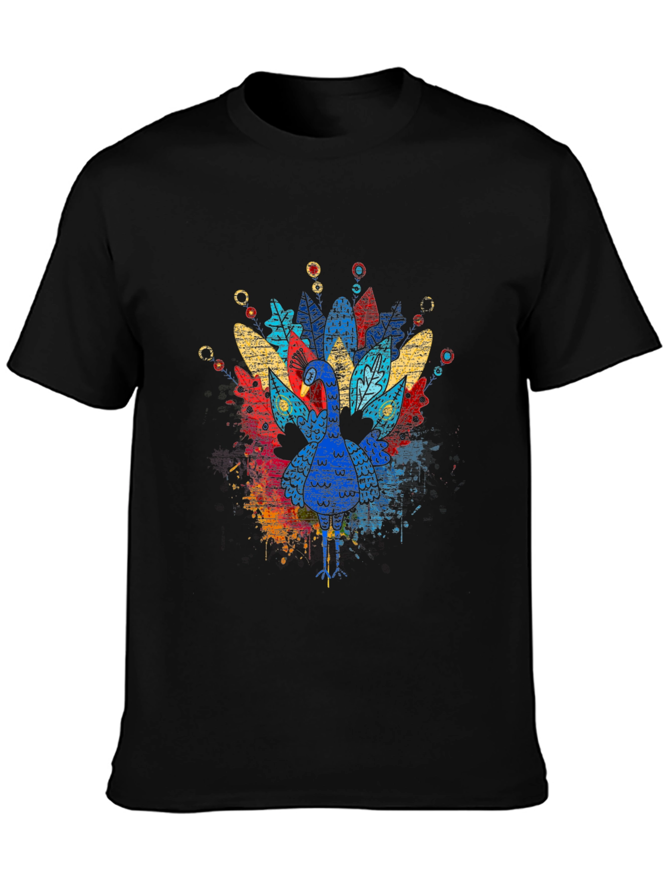Black Thanksgiving Turkey Graphic Tee - Colorful Festive Shirt view 3