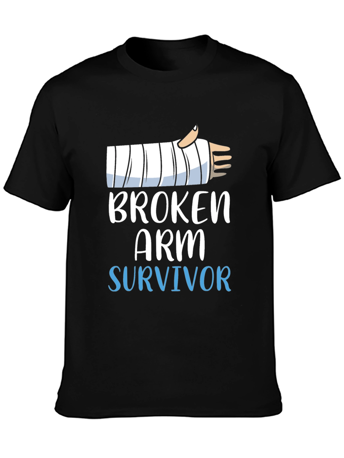 Black Broken Arm Survivor T-Shirt - Funny Get Well Soon Gift view 3