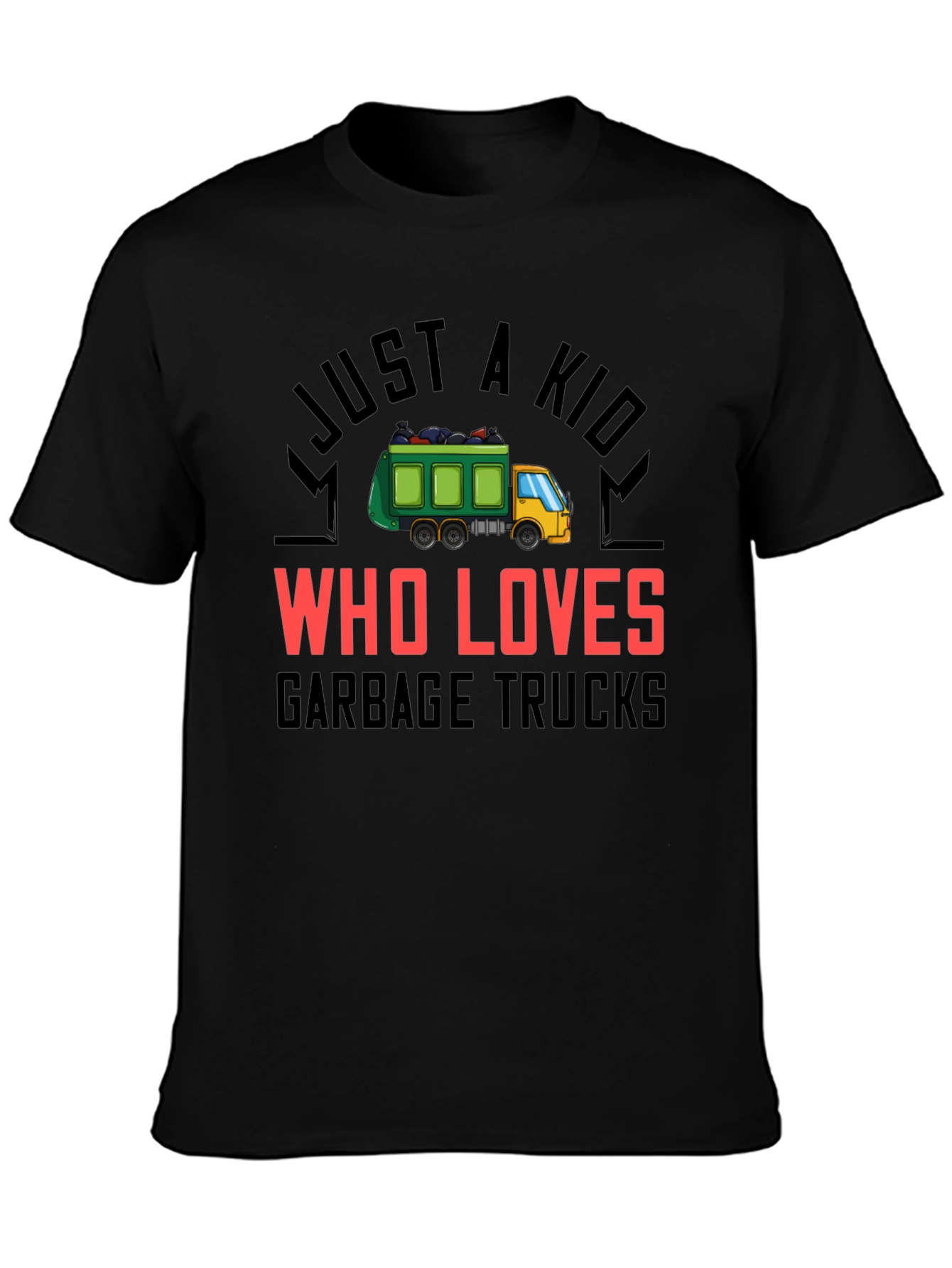 Black Garbage Truck Lover T-Shirt view 3