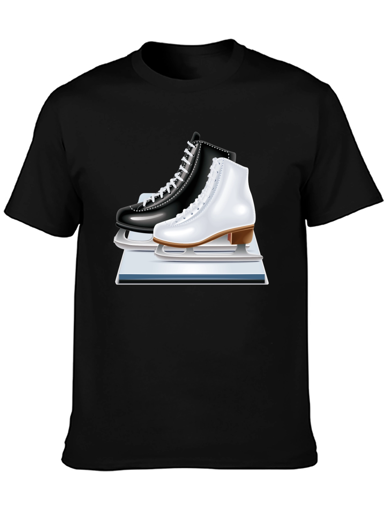 Black Ice Skating Tee - Figure Skates Graphic Shirt view 3