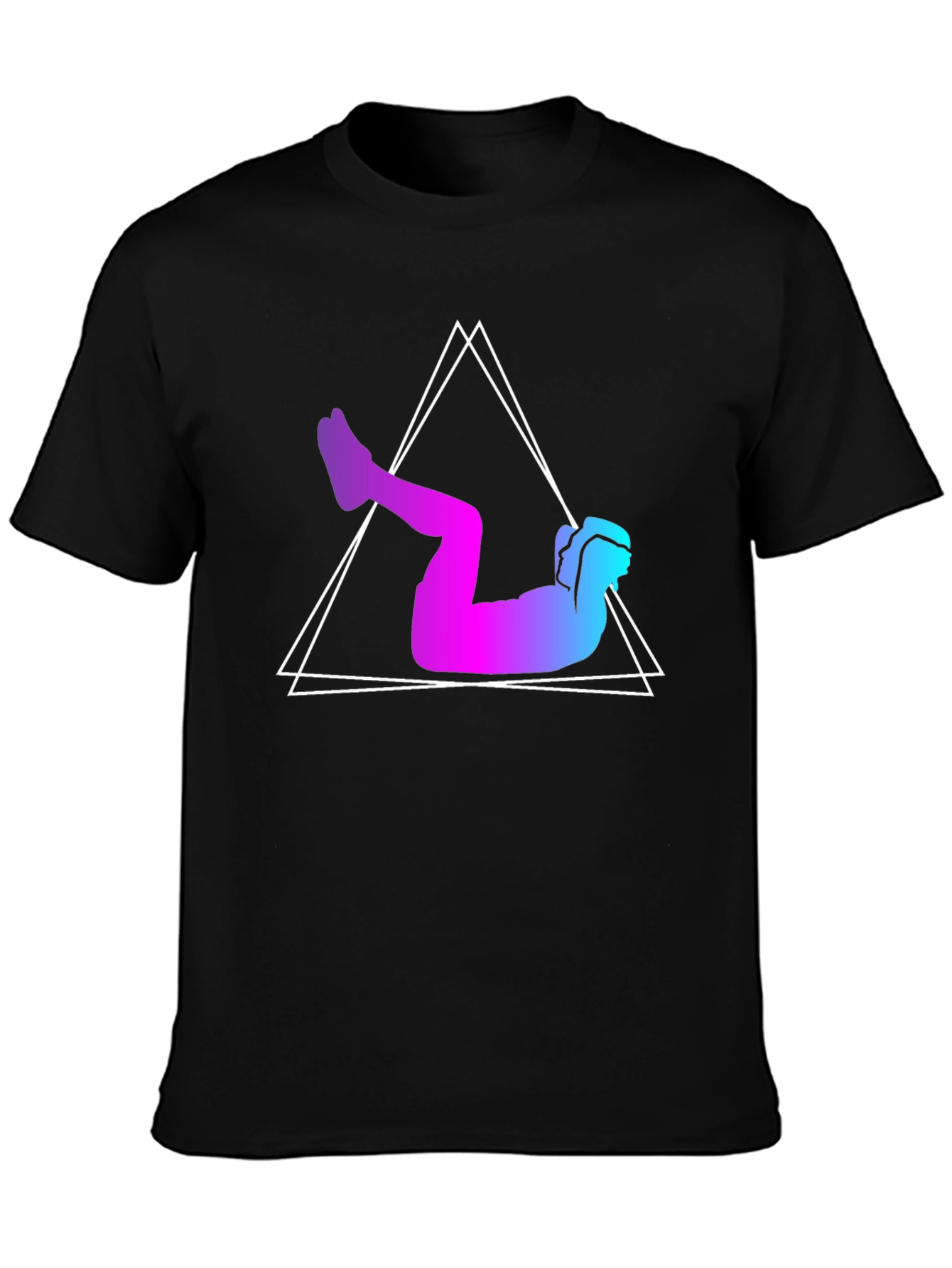 Black Gradient Workout Graphic Tee - Black Cotton Blend view 3