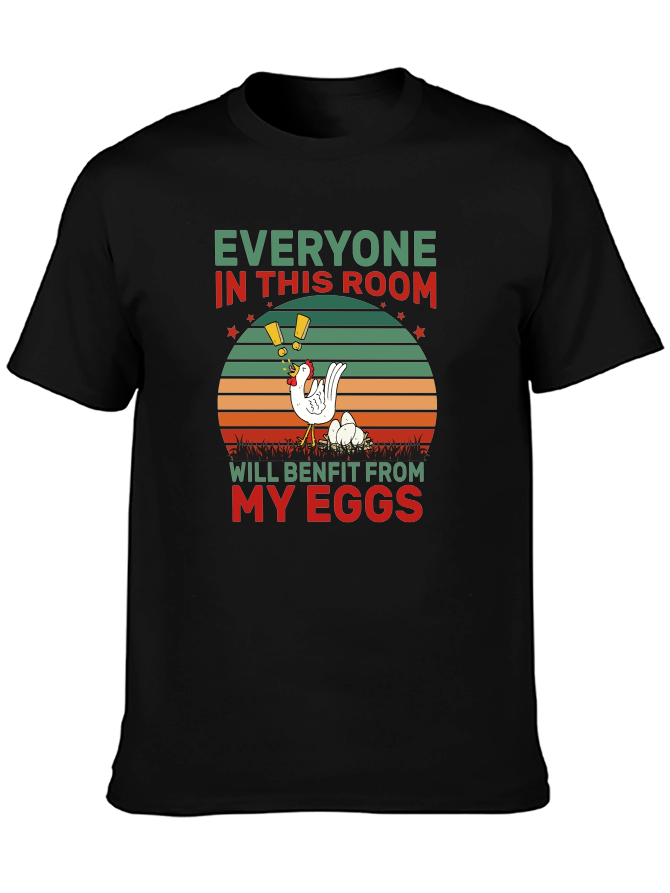 Black Everyone Benefits Chicken T-Shirt view 3