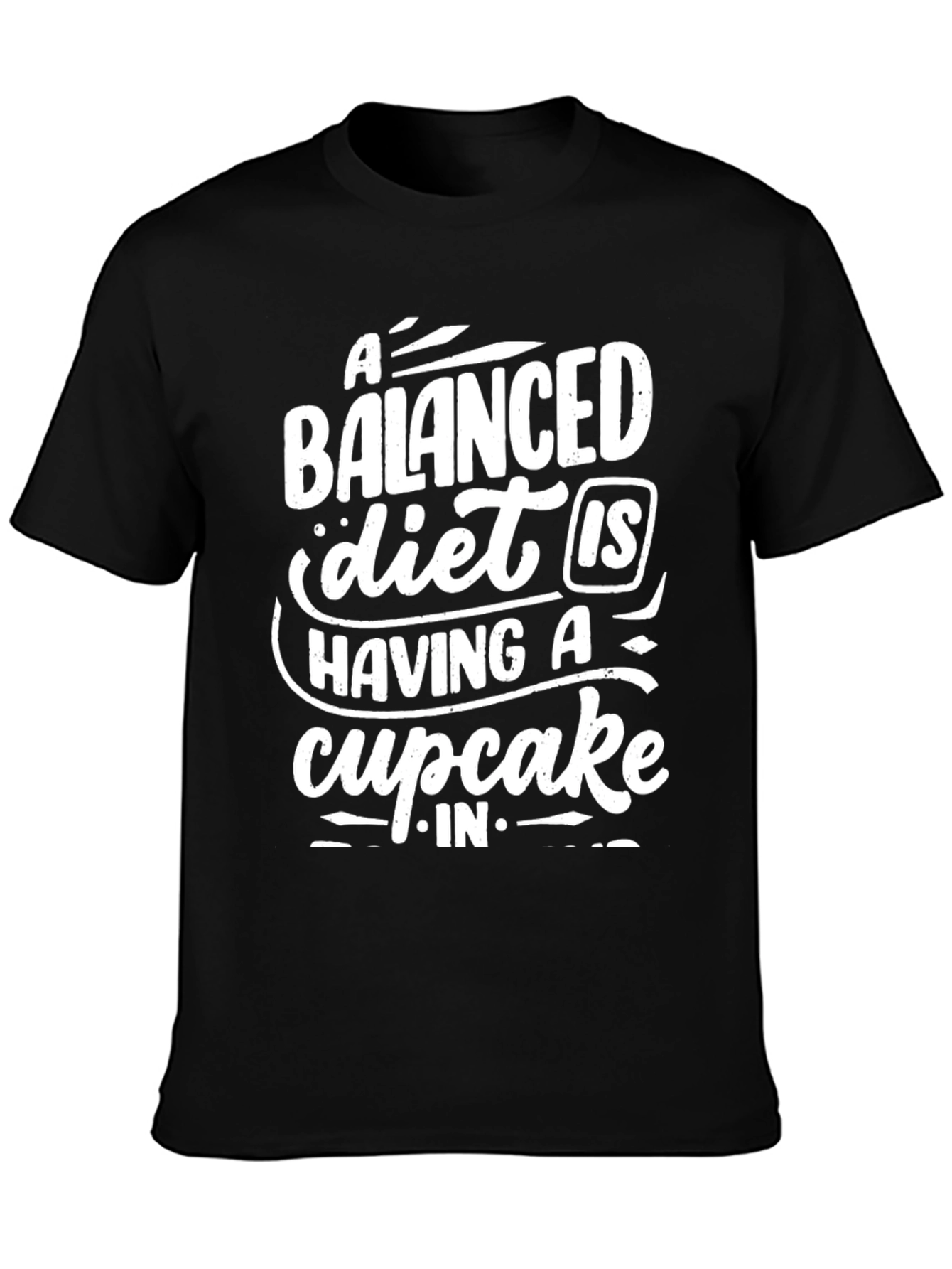 Black Balanced Diet Cupcake T-Shirt Funny Foodie Tee view 3