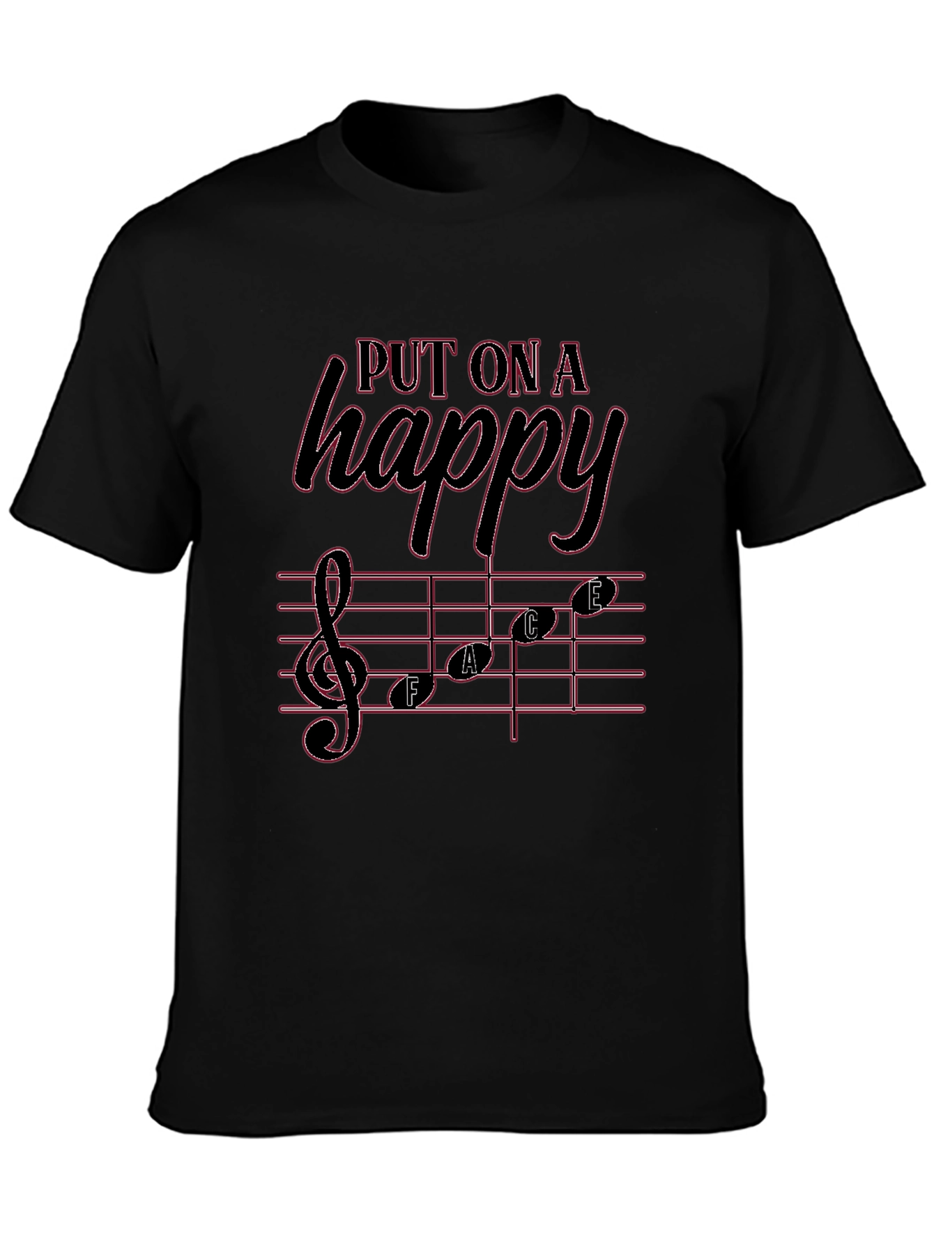 Black Put On A Happy Face T-Shirt view 3