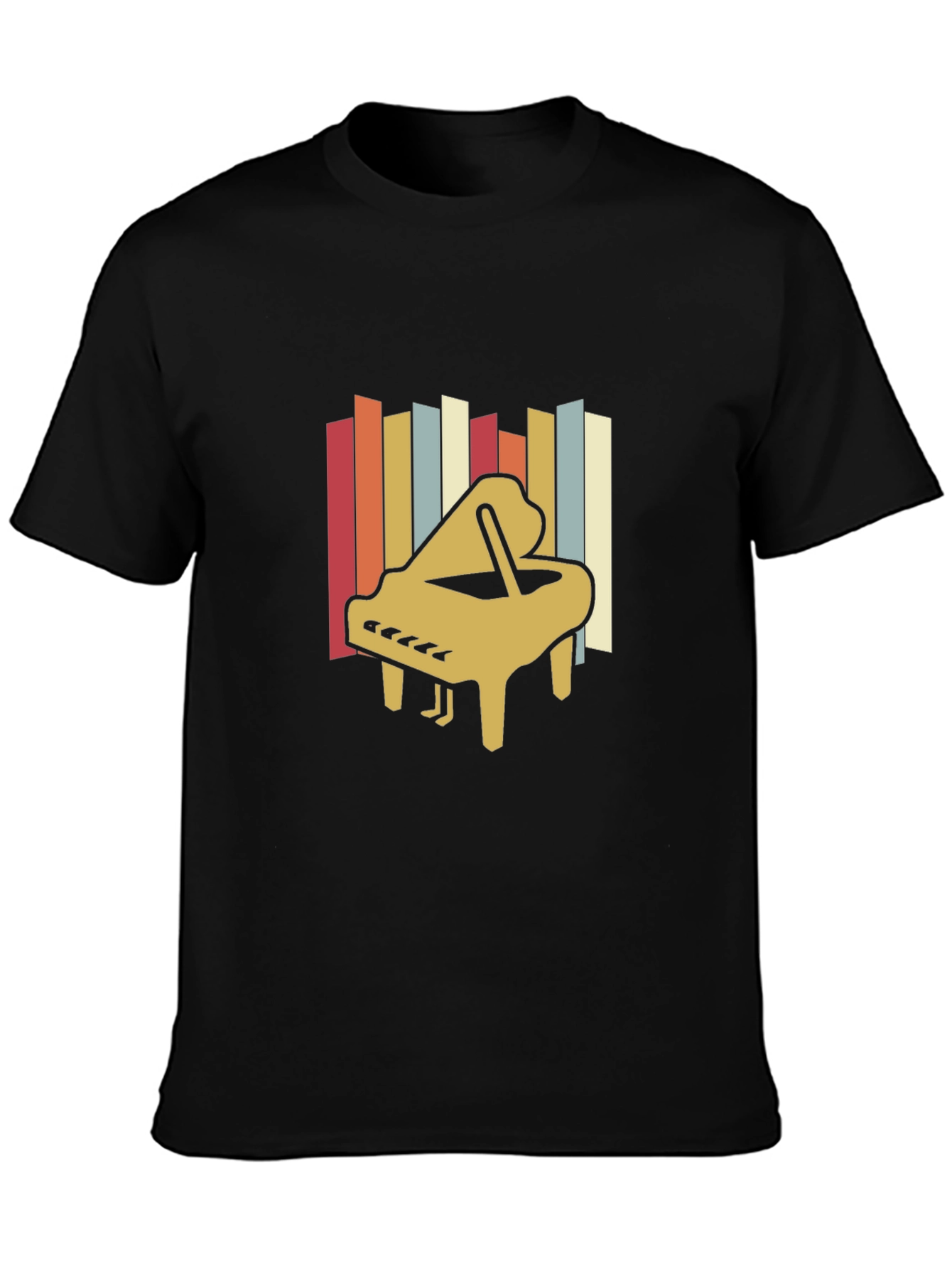 Black Retro Piano T-Shirt - Vintage Style Music Tee view 3