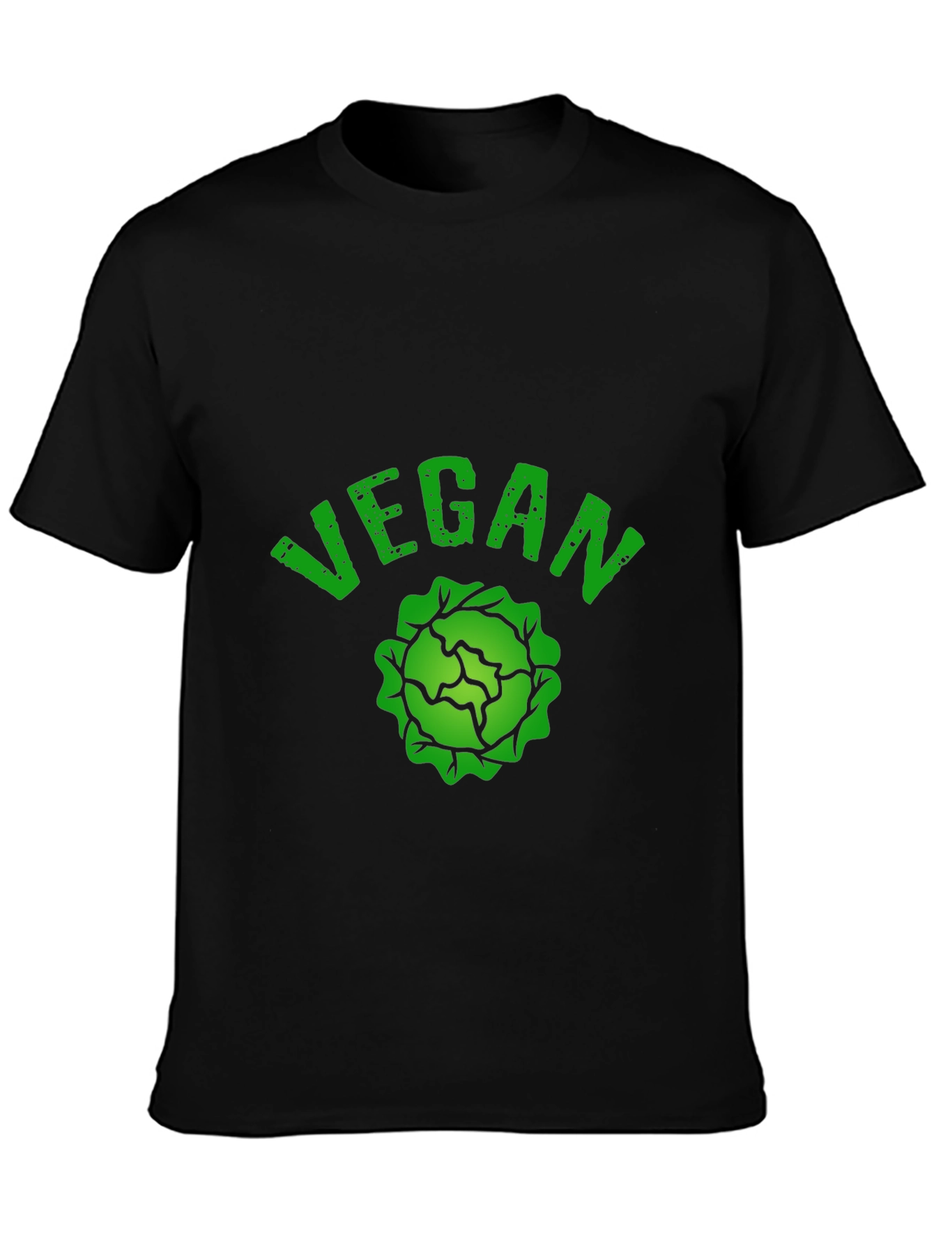 Black Vegan Cabbage Graphic T-Shirt - Black view 3