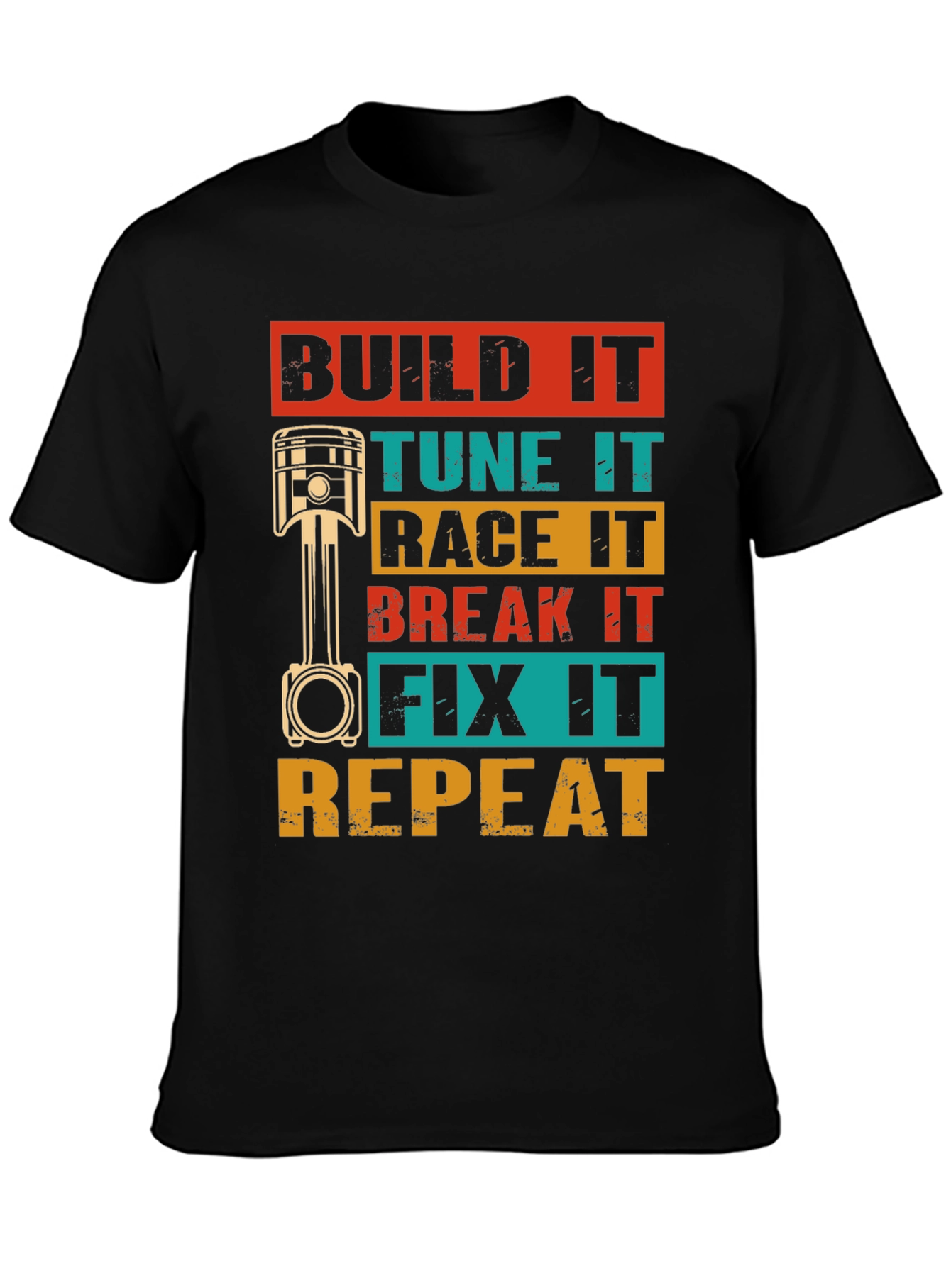 Black Build It, Tune It, Race It T-Shirt view 3